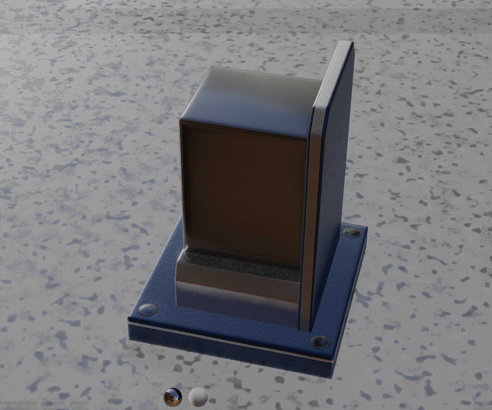 Street Light 8 Bollard 200mm Futuristic Blue Version 2 Low-poly 3D model_68