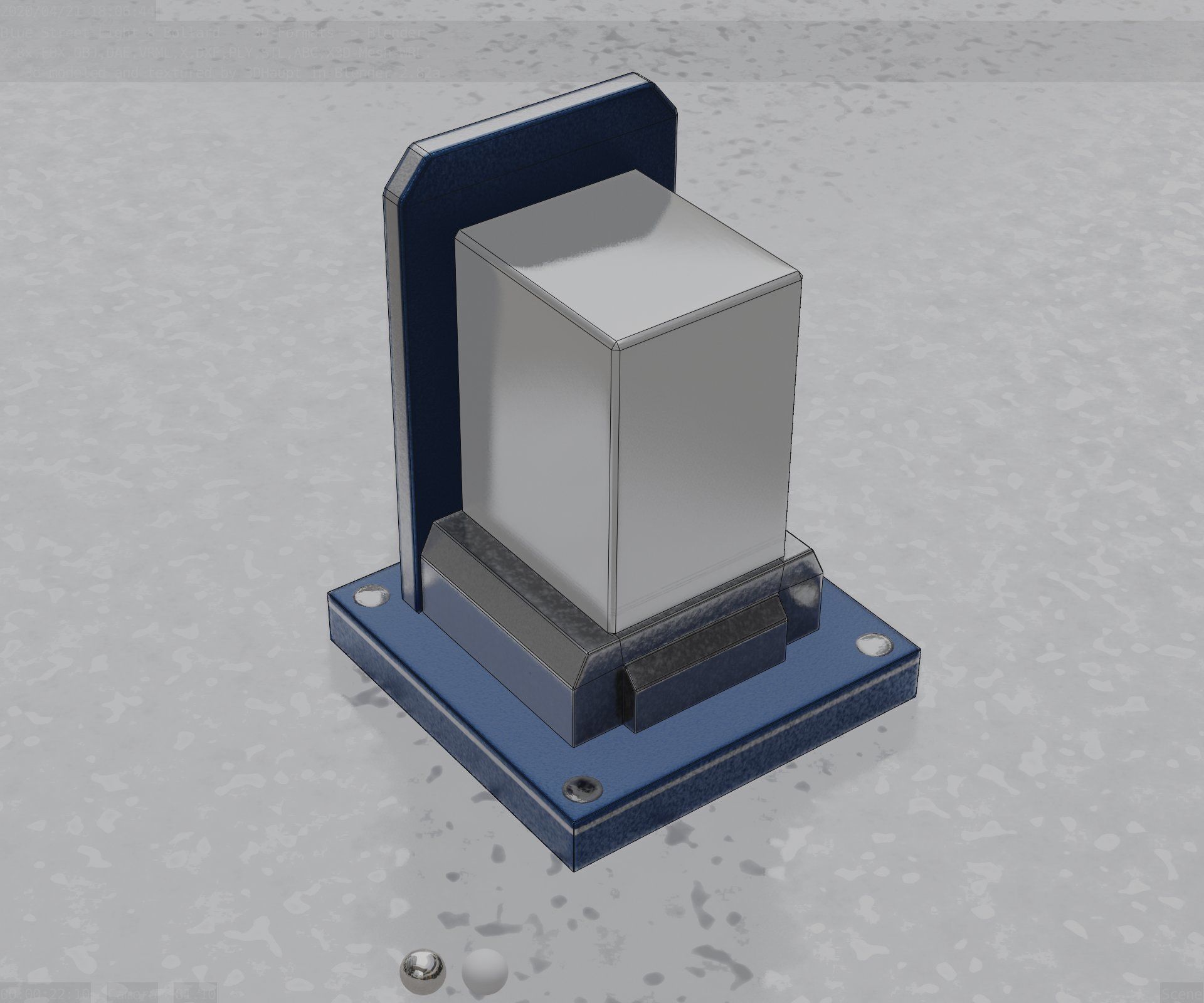 Street Light 8 Bollard 200mm Futuristic Blue Version 2 Low-poly 3D model_43