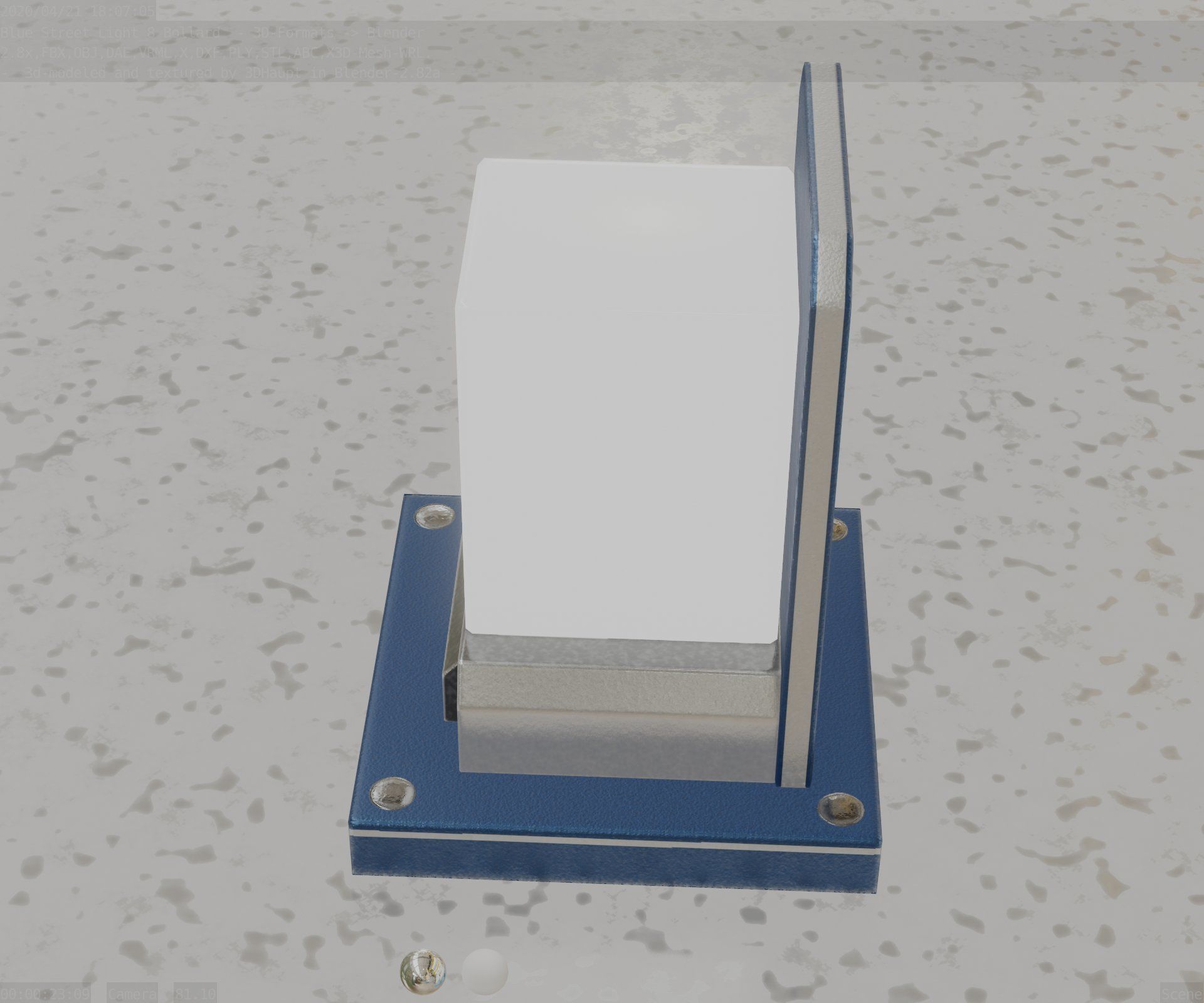 Street Light 8 Bollard 200mm Futuristic Blue Version 2 Low-poly 3D model_66