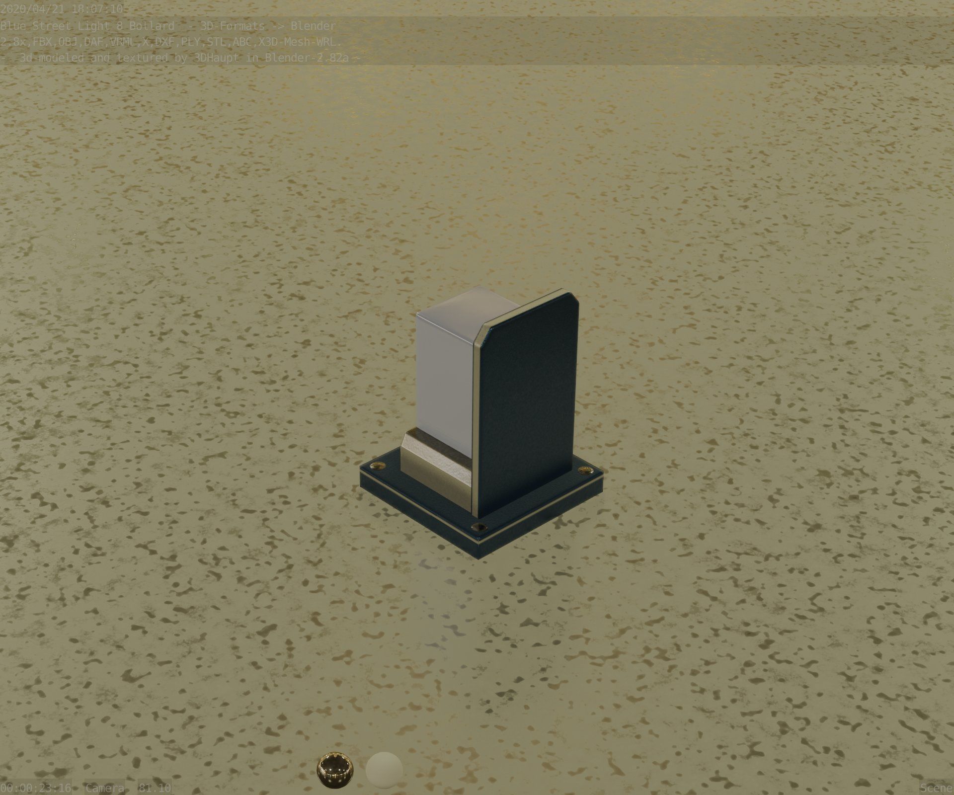 Street Light 8 Bollard 200mm Futuristic Blue Version 2 Low-poly 3D model_73