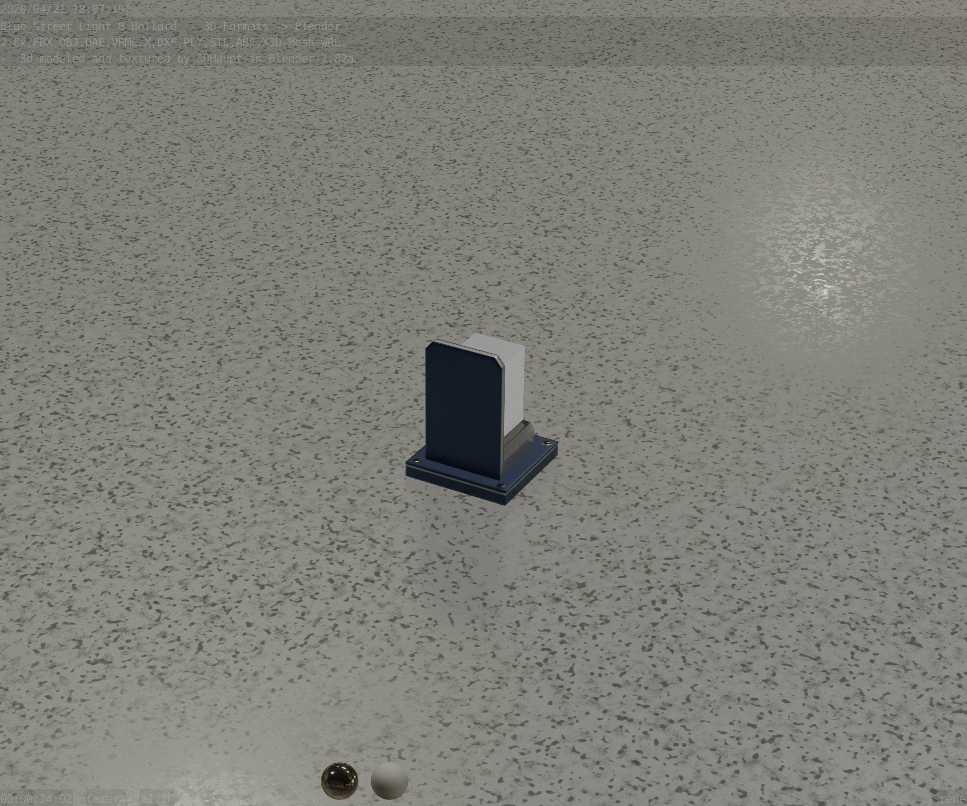 Street Light 8 Bollard 200mm Futuristic Blue Version 2 Low-poly 3D model_83