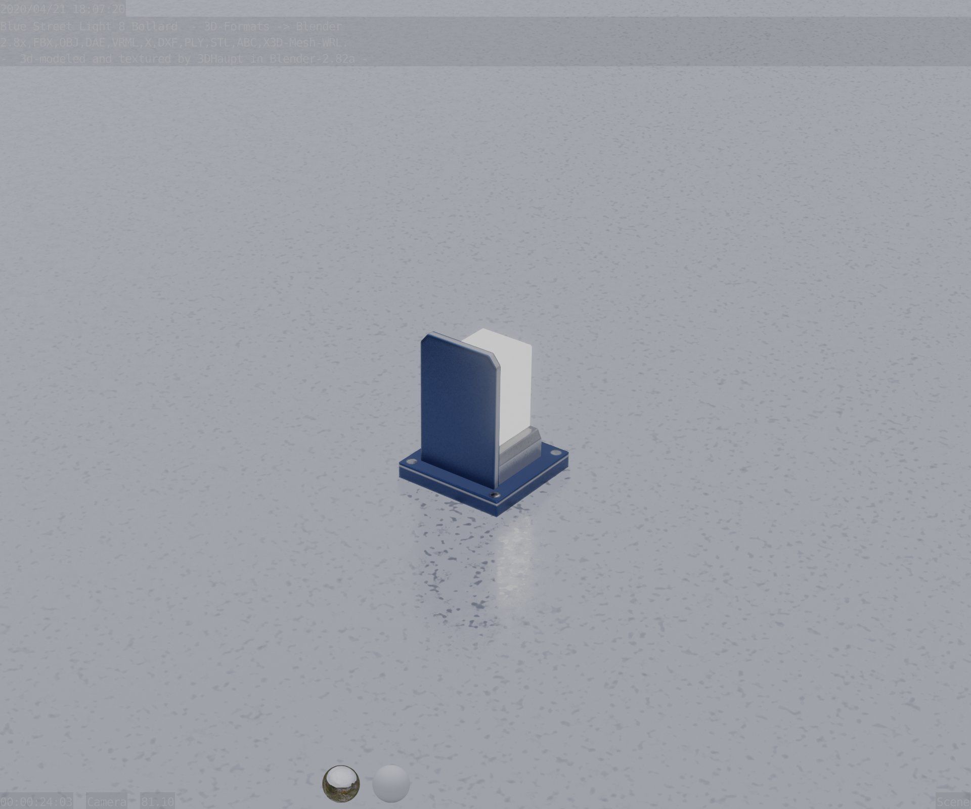 Street Light 8 Bollard 200mm Futuristic Blue Version 2 Low-poly 3D model_84