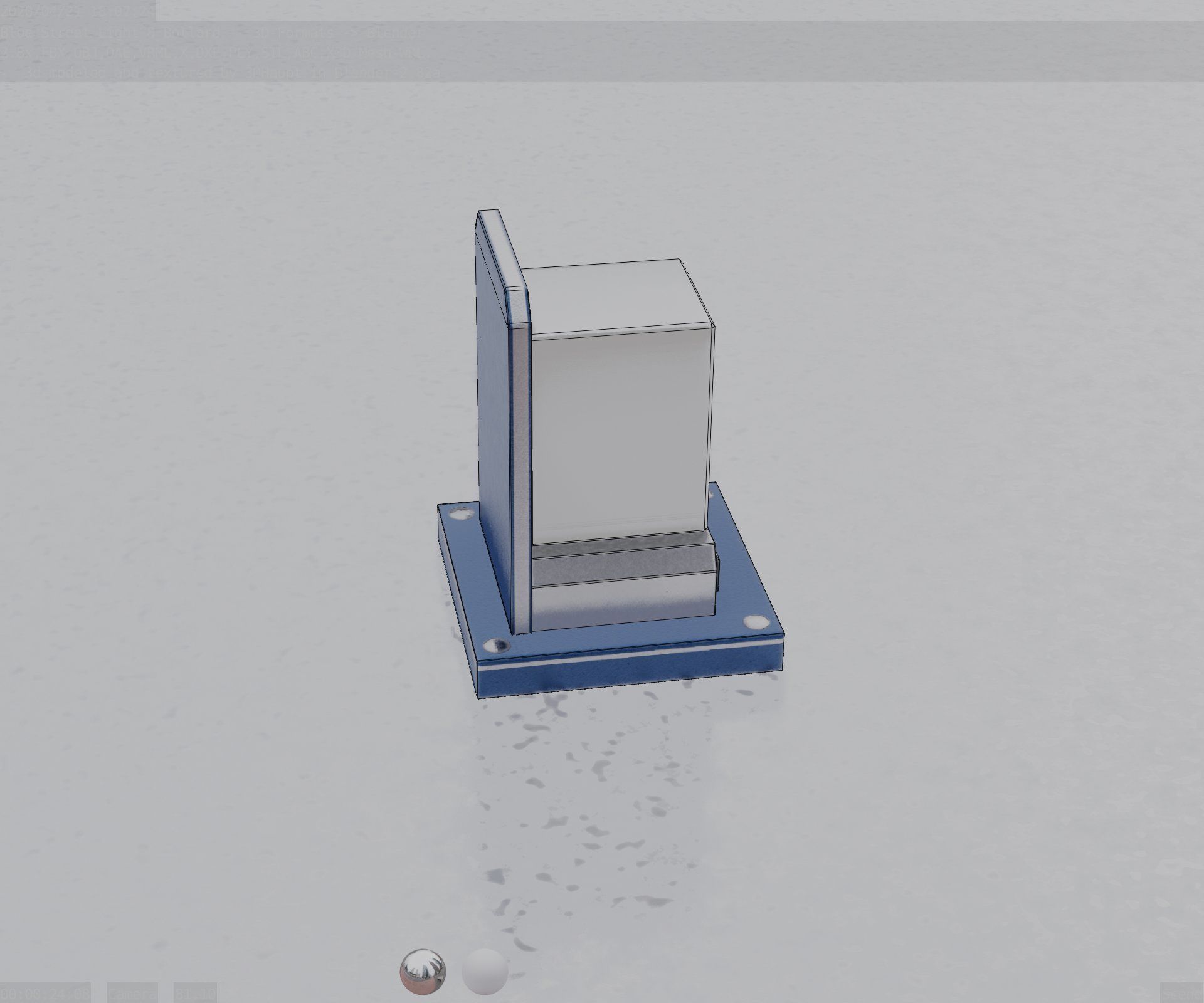 Street Light 8 Bollard 200mm Futuristic Blue Version 2 Low-poly 3D model_89