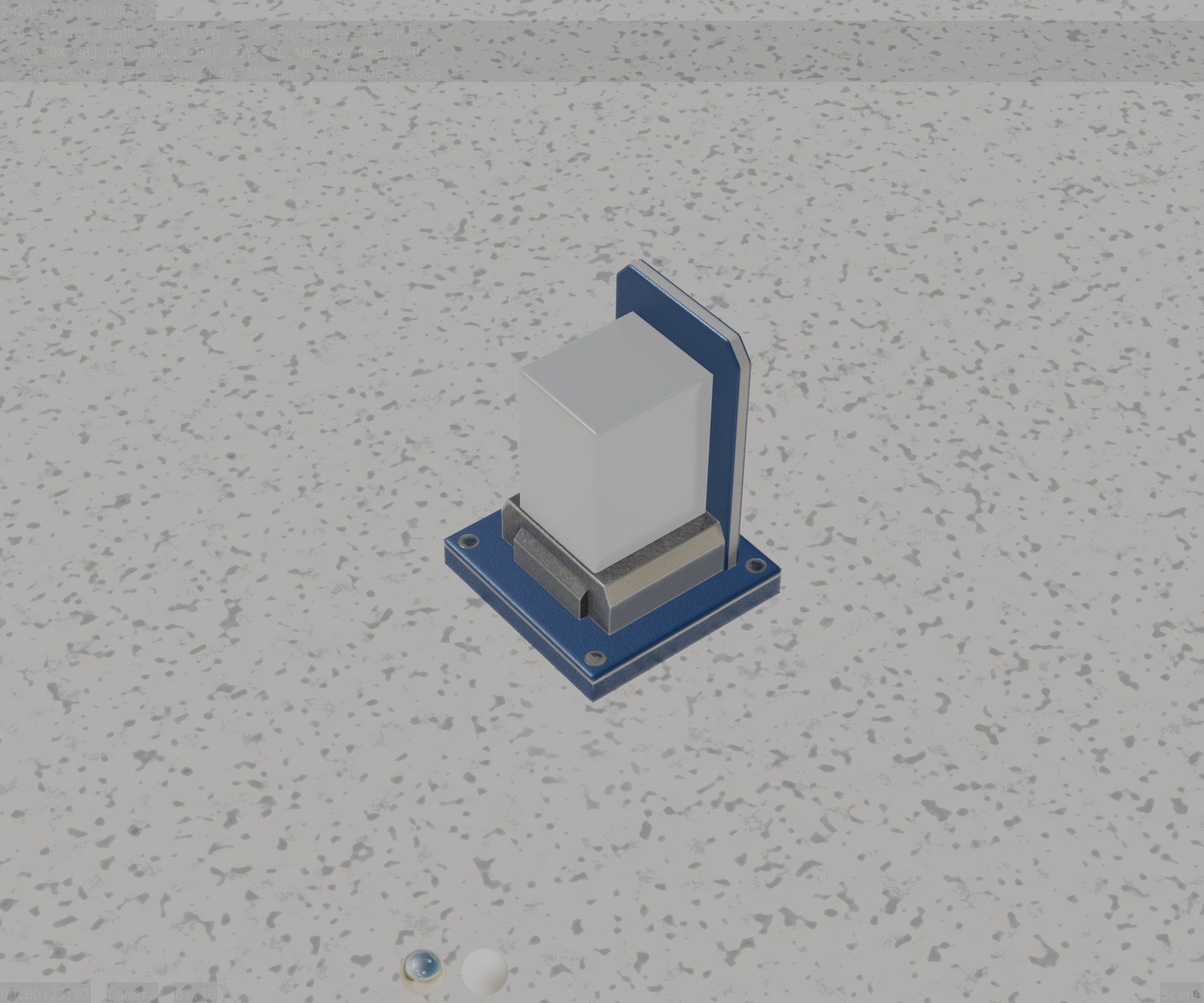 Street Light 8 Bollard 200mm Futuristic Blue Version 2 Low-poly 3D model_59