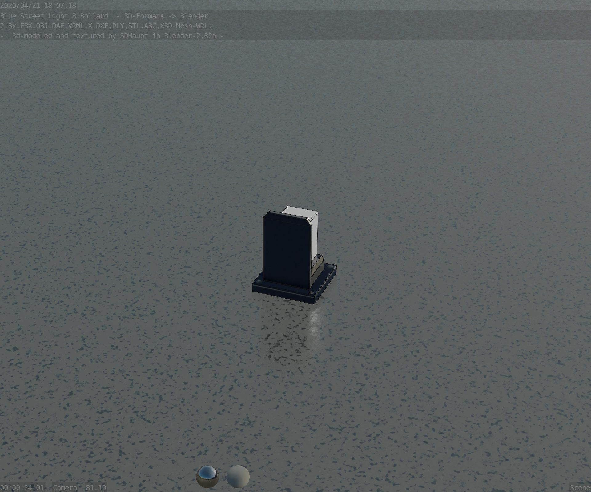 Street Light 8 Bollard 200mm Futuristic Blue Version 2 Low-poly 3D model_82
