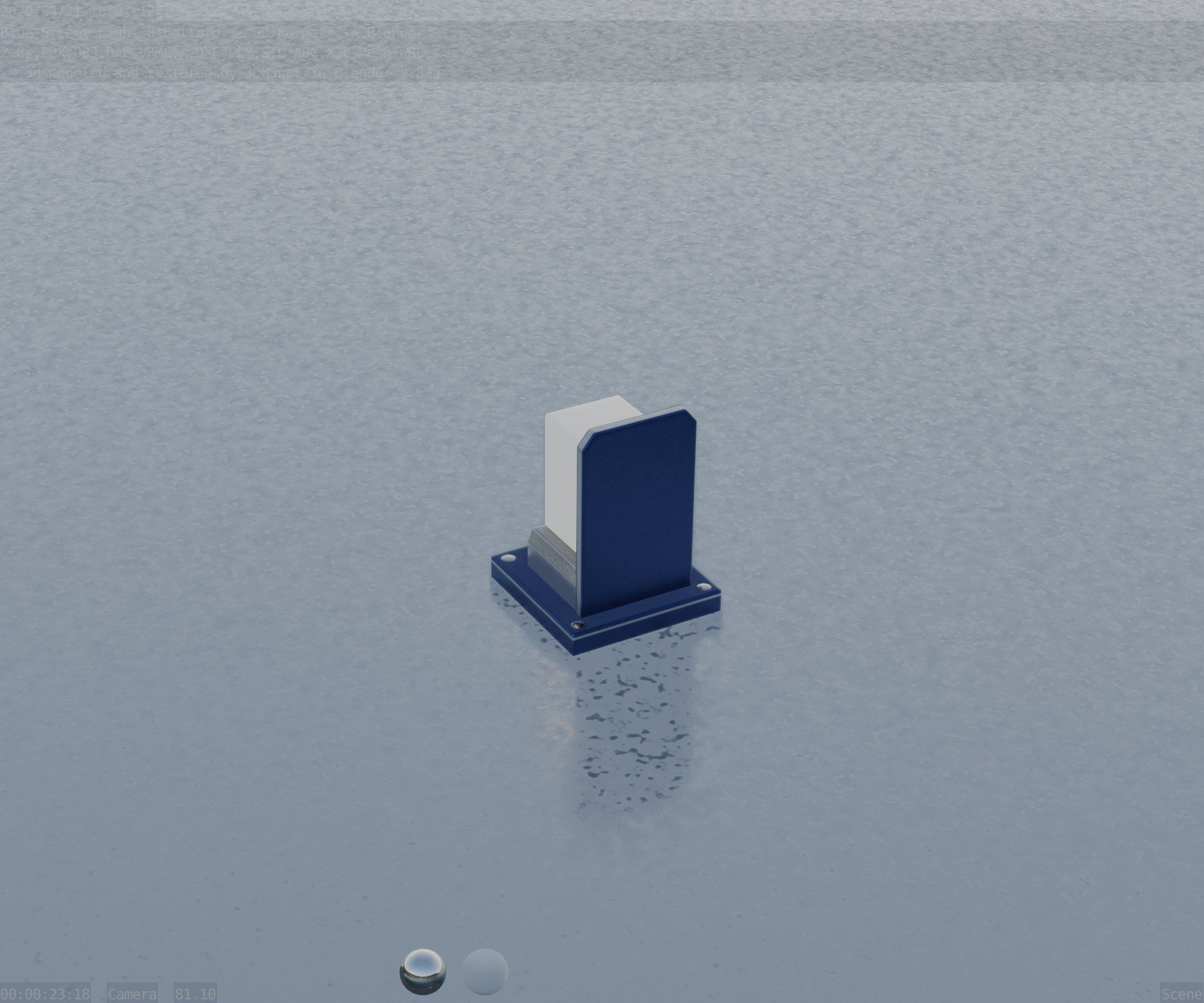 Street Light 8 Bollard 200mm Futuristic Blue Version 2 Low-poly 3D model_75