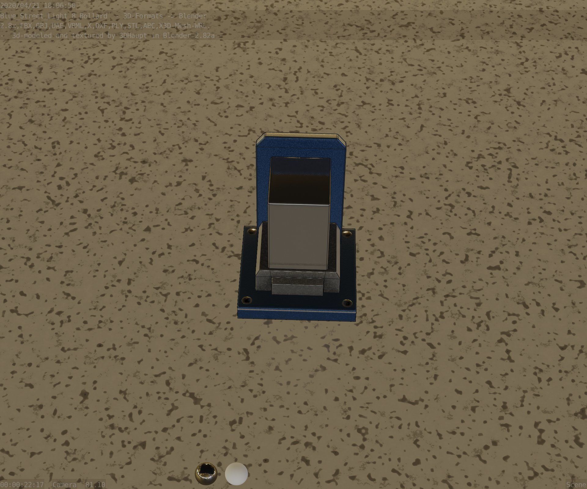 Street Light 8 Bollard 200mm Futuristic Blue Version 2 Low-poly 3D model_50