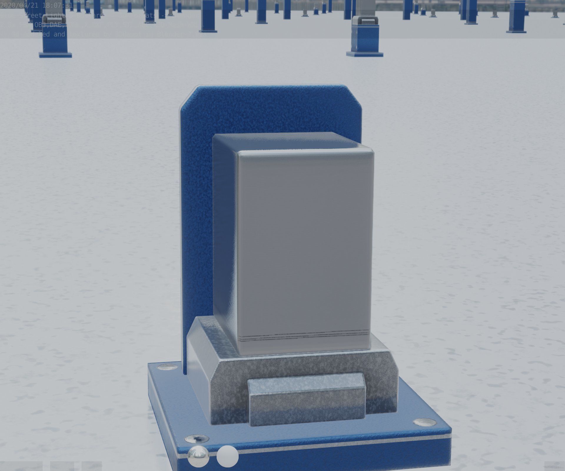 Street Light 8 Bollard 200mm Futuristic Blue Version 2 Low-poly 3D model_96