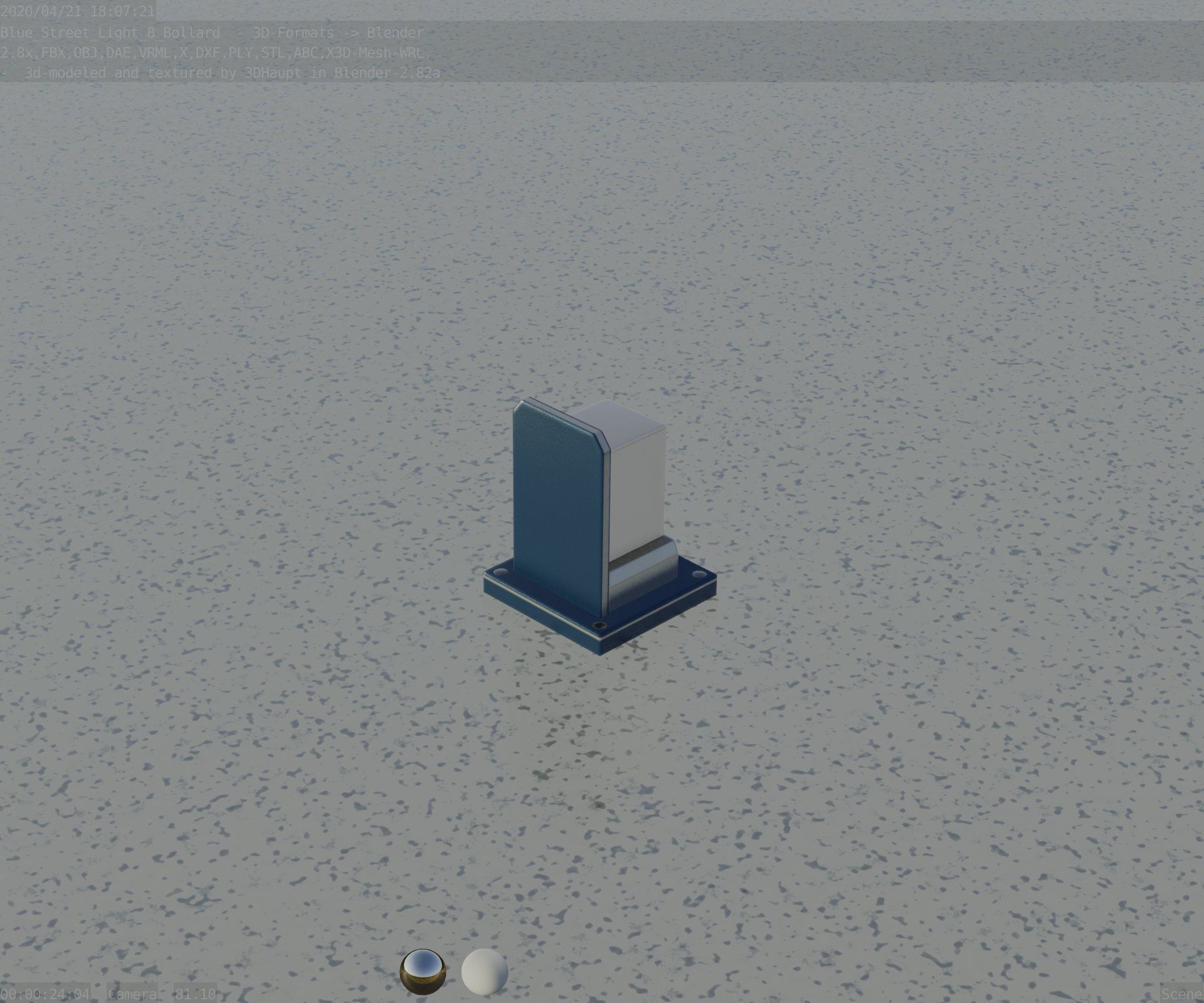 Street Light 8 Bollard 200mm Futuristic Blue Version 2 Low-poly 3D model_85