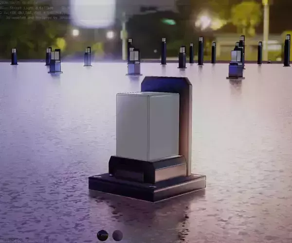 Street Light 8 Bollard 200mm Futuristic Blue Version 2 Low-poly 3D model