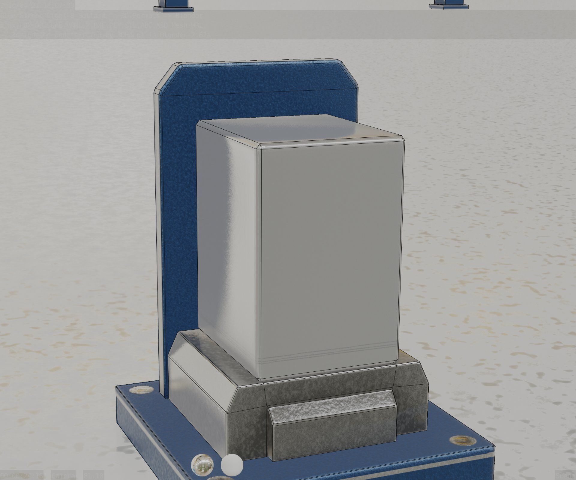 Street Light 8 Bollard 200mm Futuristic Blue Version 2 Low-poly 3D model_95