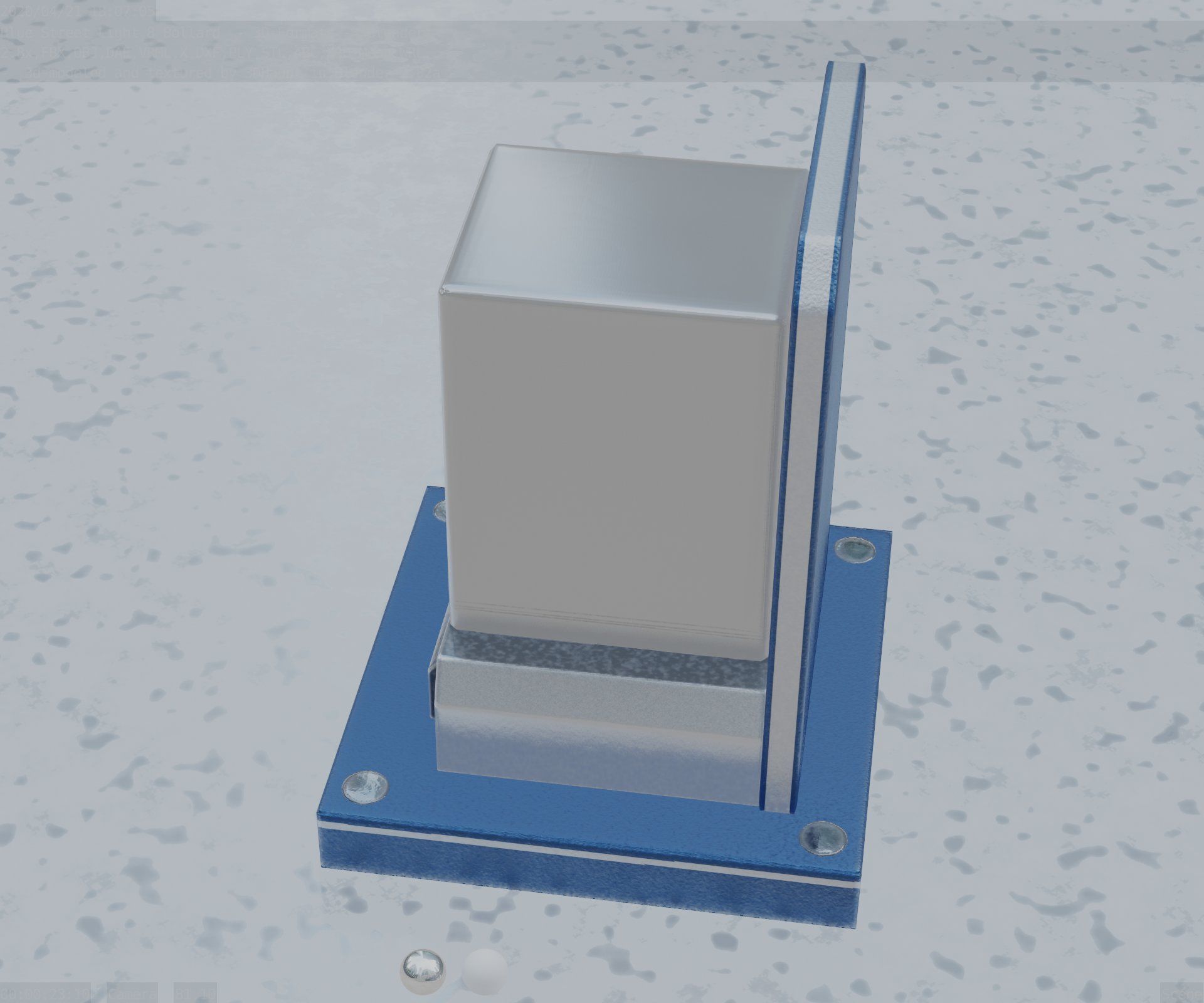 Street Light 8 Bollard 200mm Futuristic Blue Version 2 Low-poly 3D model_67