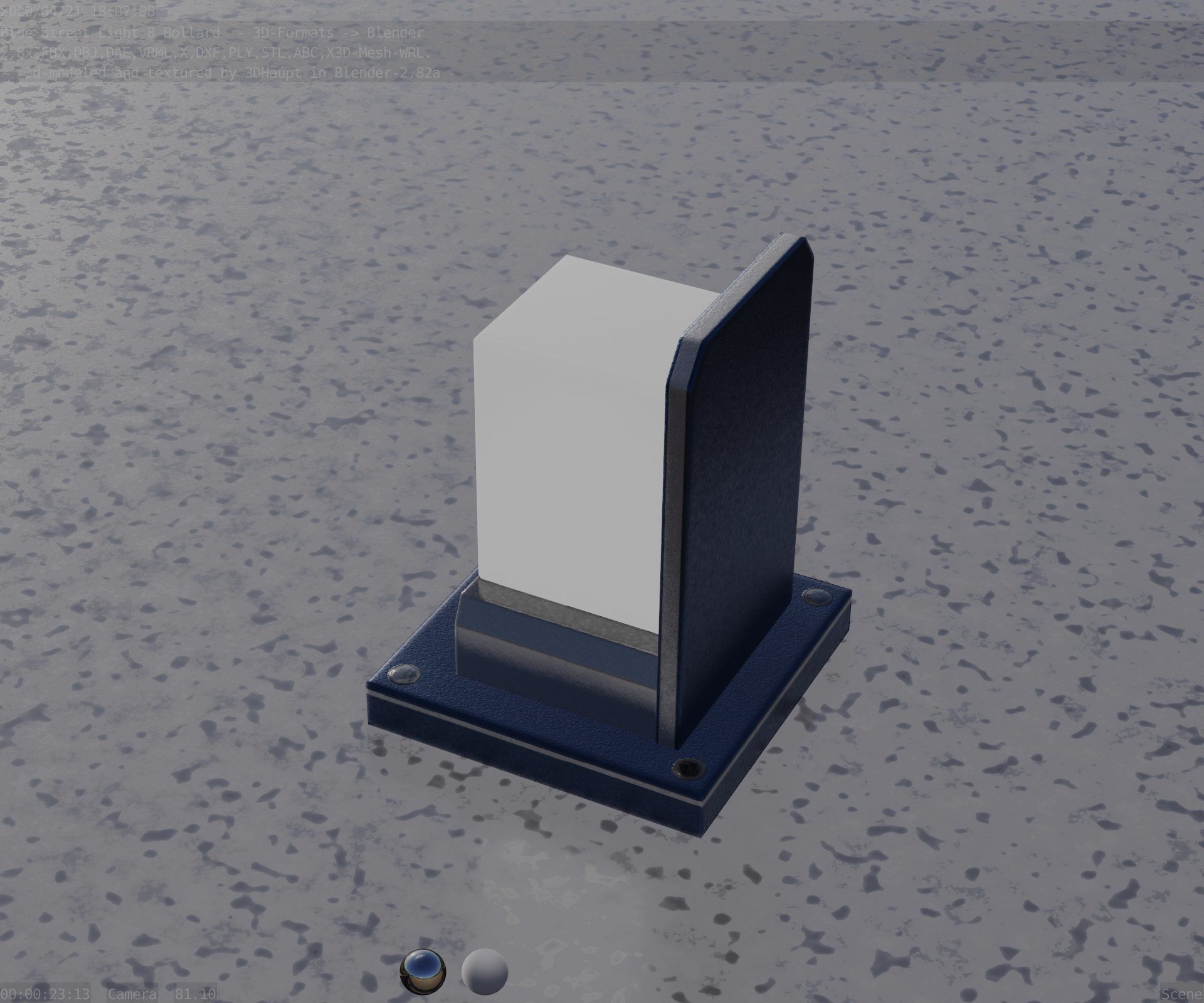 Street Light 8 Bollard 200mm Futuristic Blue Version 2 Low-poly 3D model_70