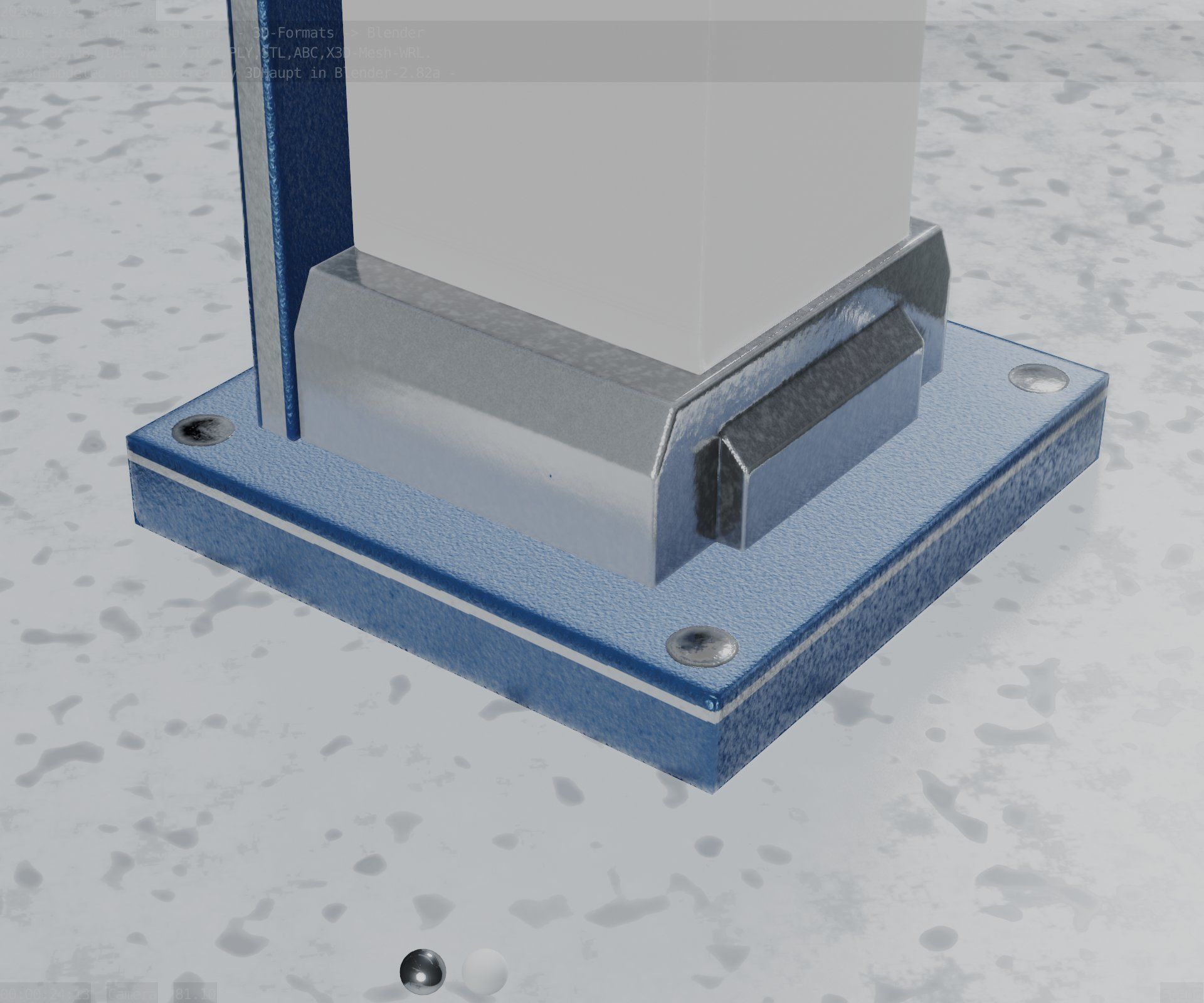 Street Light 8 Bollard 200mm Futuristic Blue Version 2 Low-poly 3D model_94