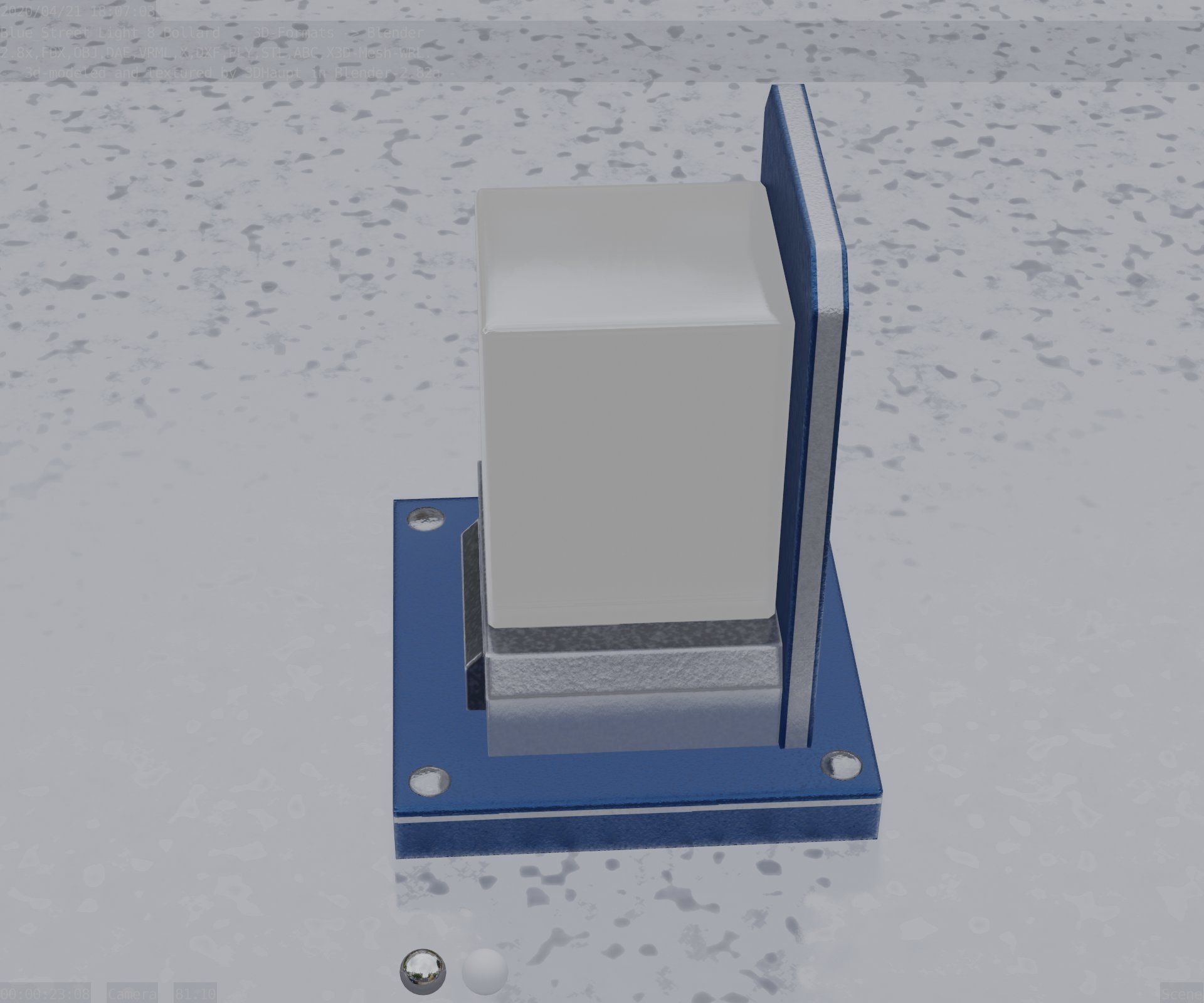 Street Light 8 Bollard 200mm Futuristic Blue Version 2 Low-poly 3D model_65