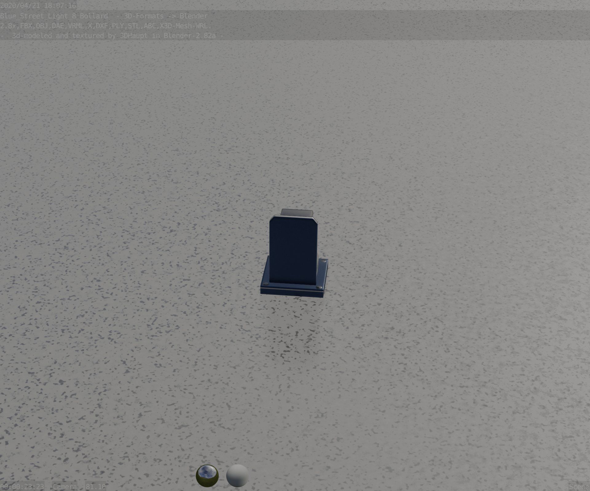 Street Light 8 Bollard 200mm Futuristic Blue Version 2 Low-poly 3D model_80
