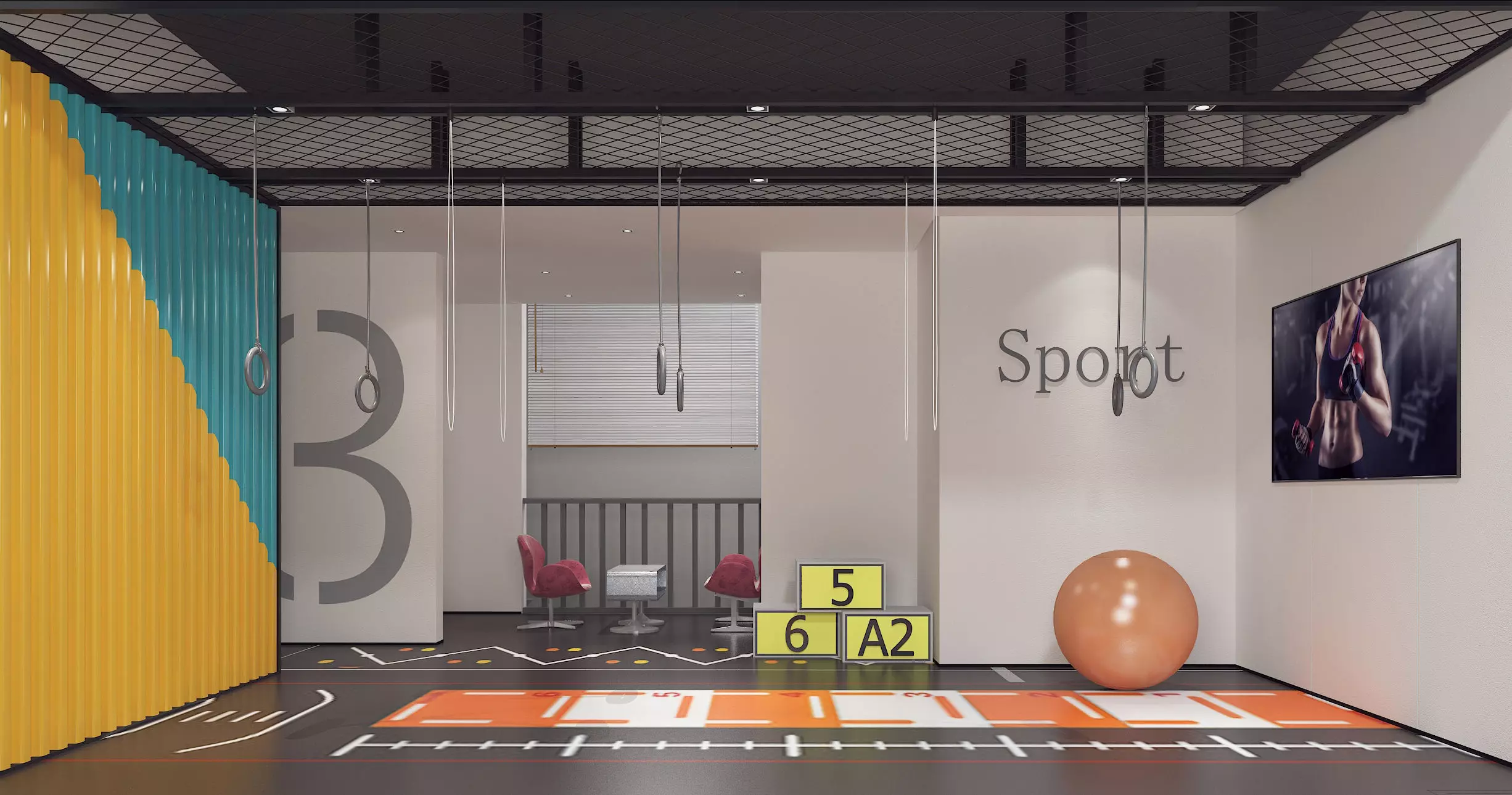 Bodybuilding room 3D model_0