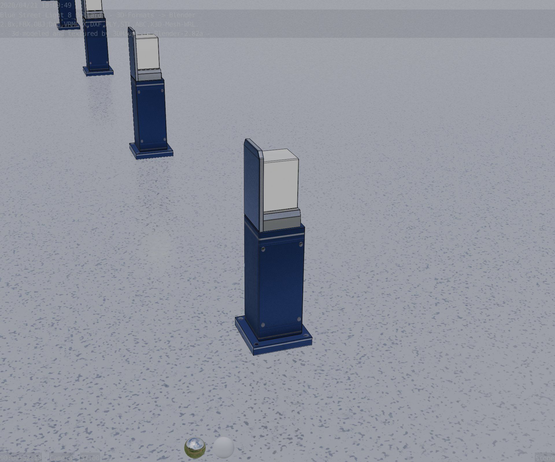 Street Light 8 Bollard 500 mm Futuristic Blue Version 2 Low-poly 3D model_81