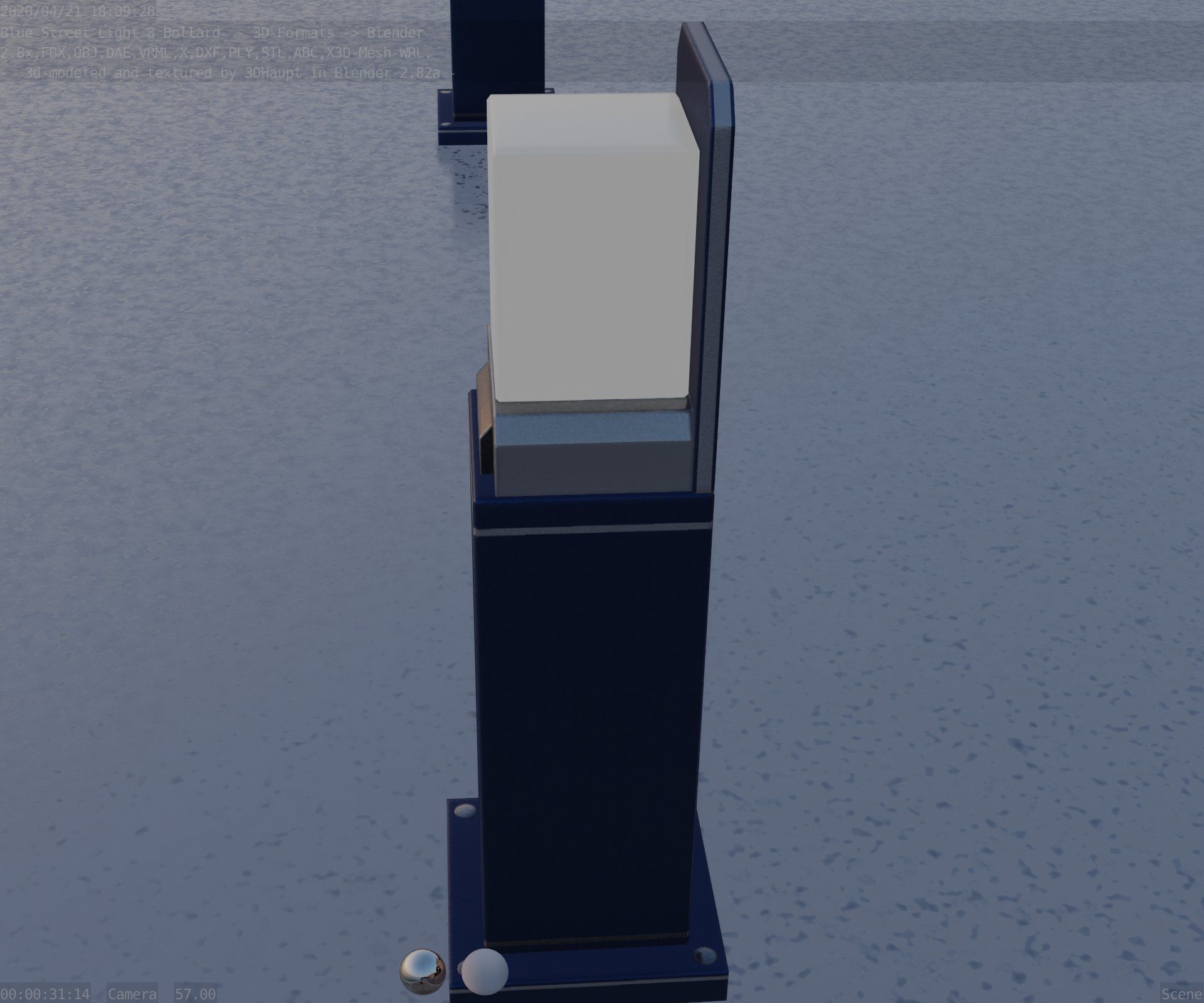 Street Light 8 Bollard 500 mm Futuristic Blue Version 2 Low-poly 3D model_58