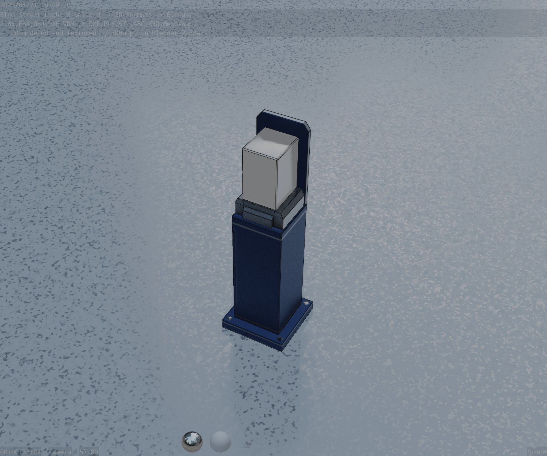 Street Light 8 Bollard 500 mm Futuristic Blue Version 2 Low-poly 3D model_48