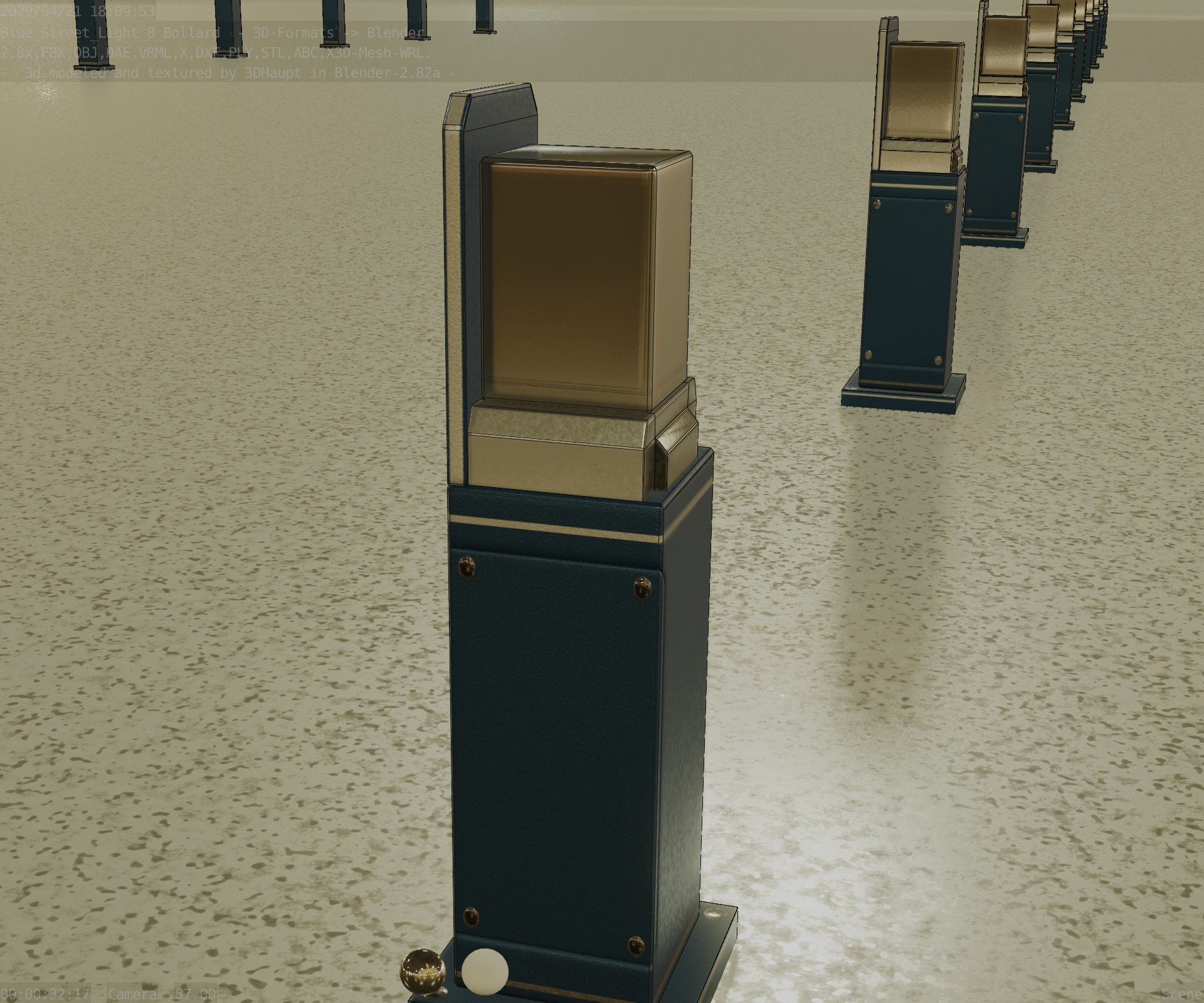 Street Light 8 Bollard 500 mm Futuristic Blue Version 2 Low-poly 3D model_85