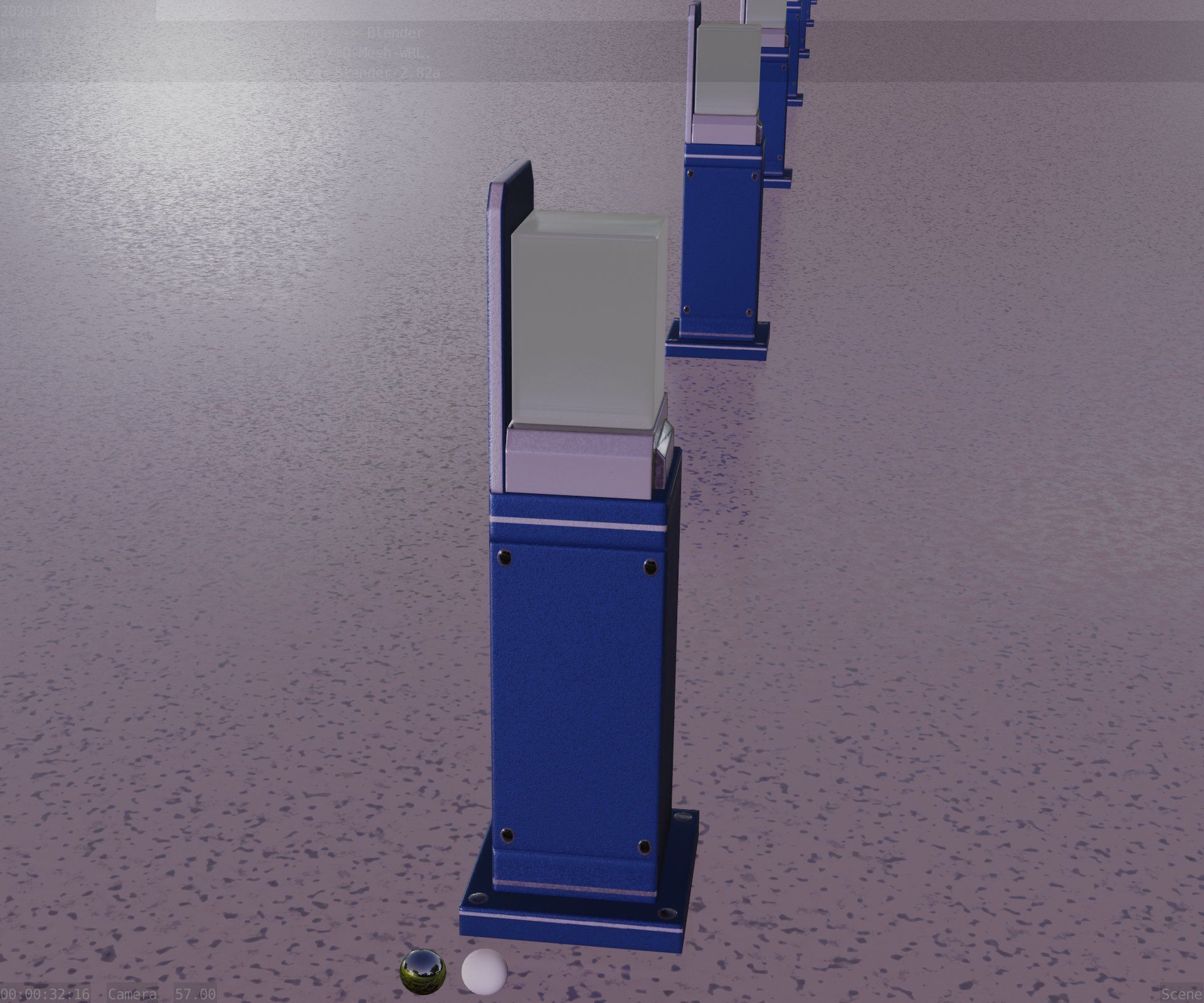 Street Light 8 Bollard 500 mm Futuristic Blue Version 2 Low-poly 3D model_84