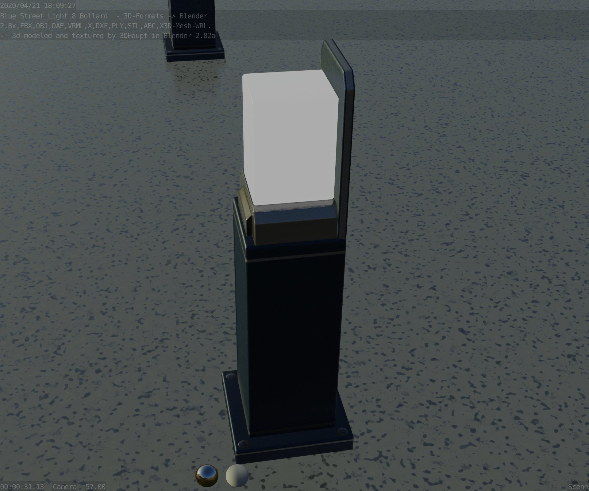 Street Light 8 Bollard 500 mm Futuristic Blue Version 2 Low-poly 3D model_57