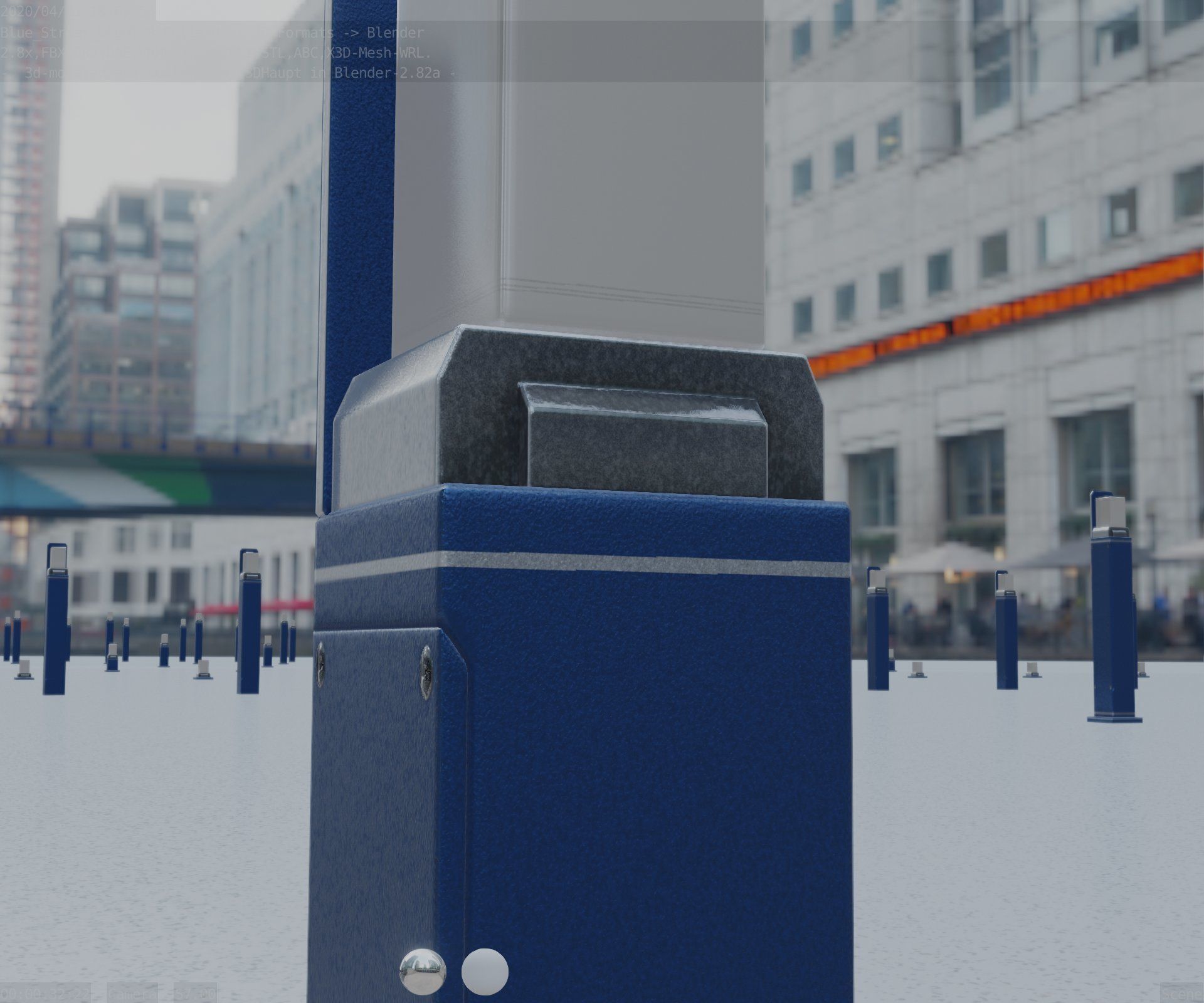 Street Light 8 Bollard 500 mm Futuristic Blue Version 2 Low-poly 3D model_90