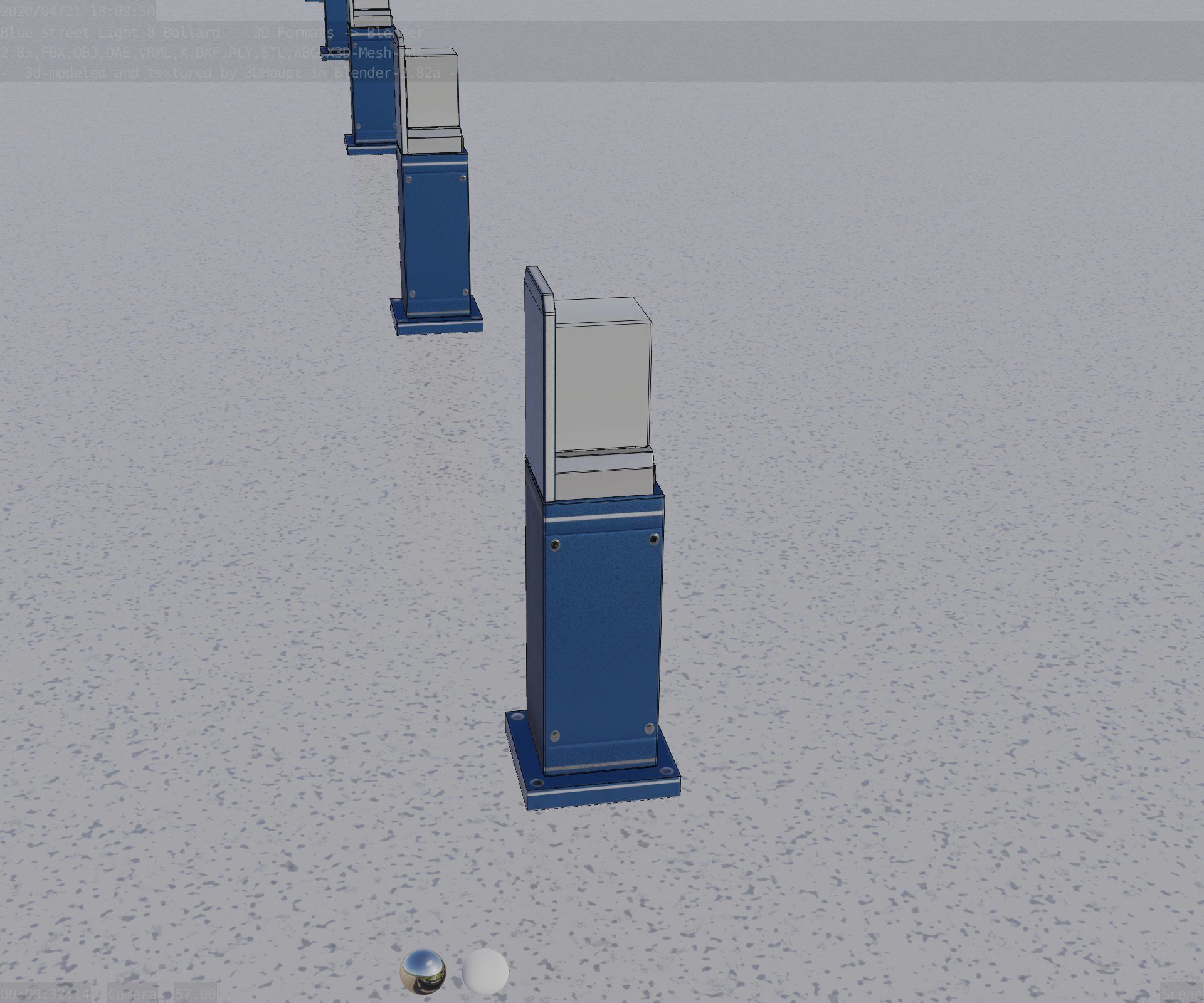 Street Light 8 Bollard 500 mm Futuristic Blue Version 2 Low-poly 3D model_82