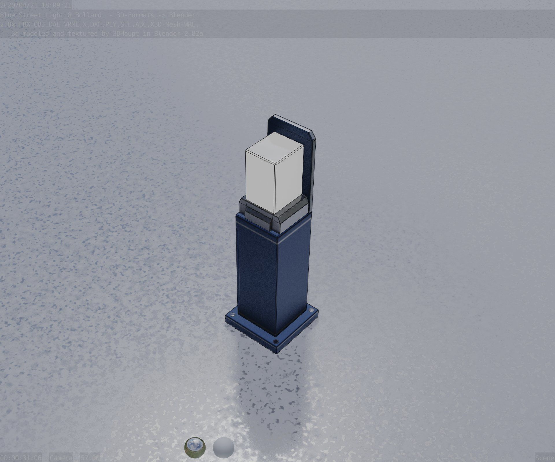 Street Light 8 Bollard 500 mm Futuristic Blue Version 2 Low-poly 3D model_50