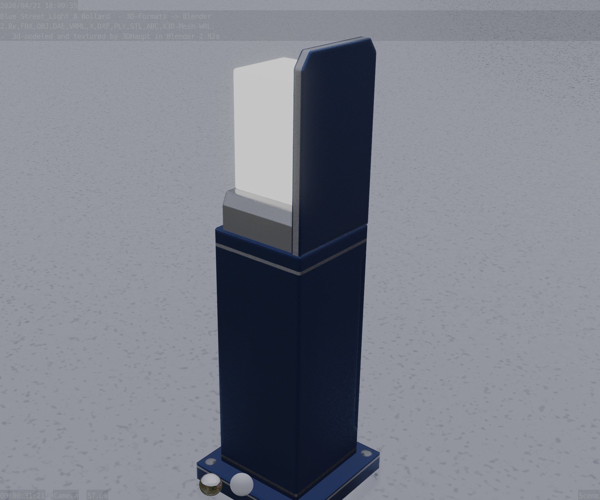 Street Light 8 Bollard 500 mm Futuristic Blue Version 2 Low-poly 3D model_65