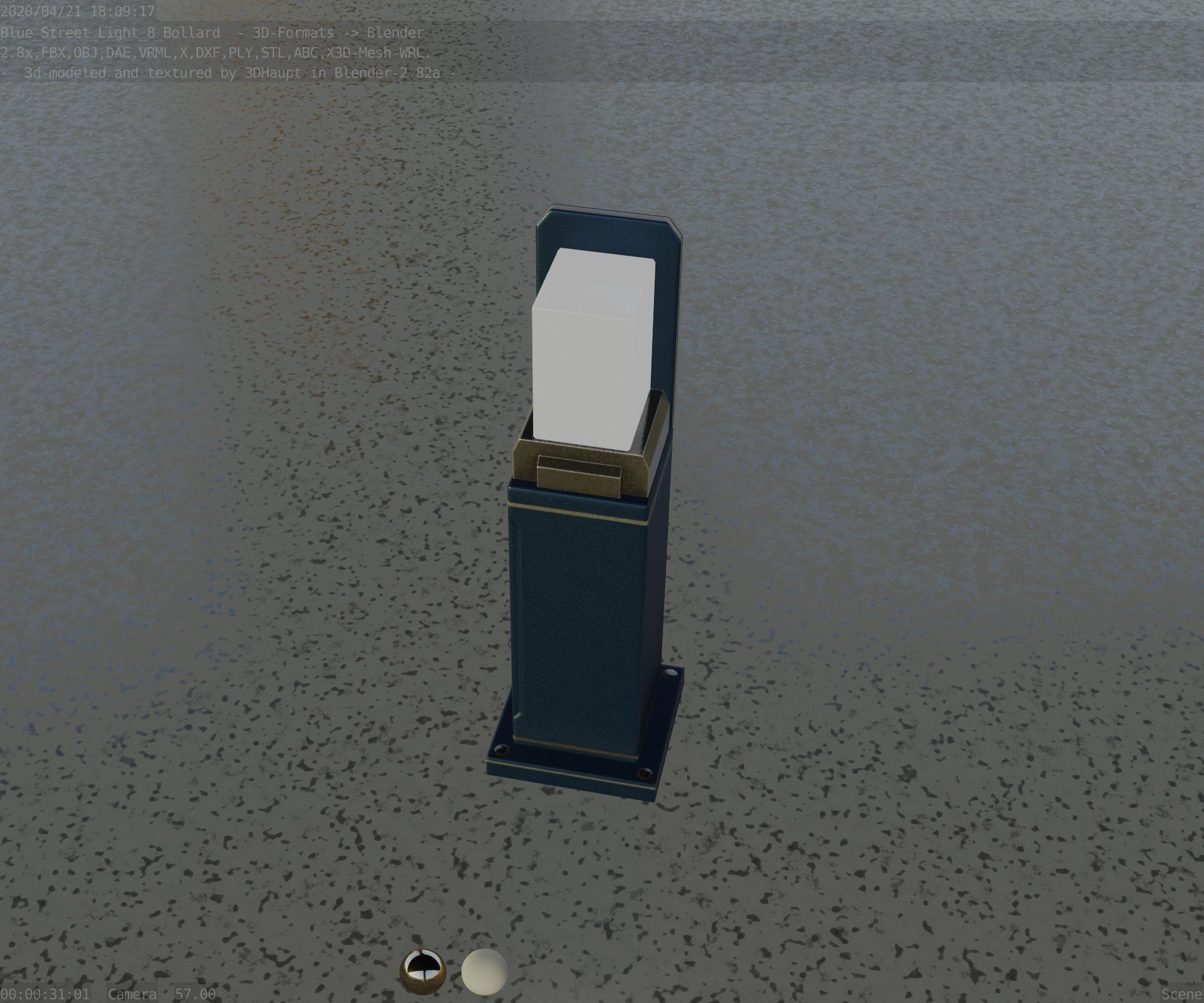 Street Light 8 Bollard 500 mm Futuristic Blue Version 2 Low-poly 3D model_45