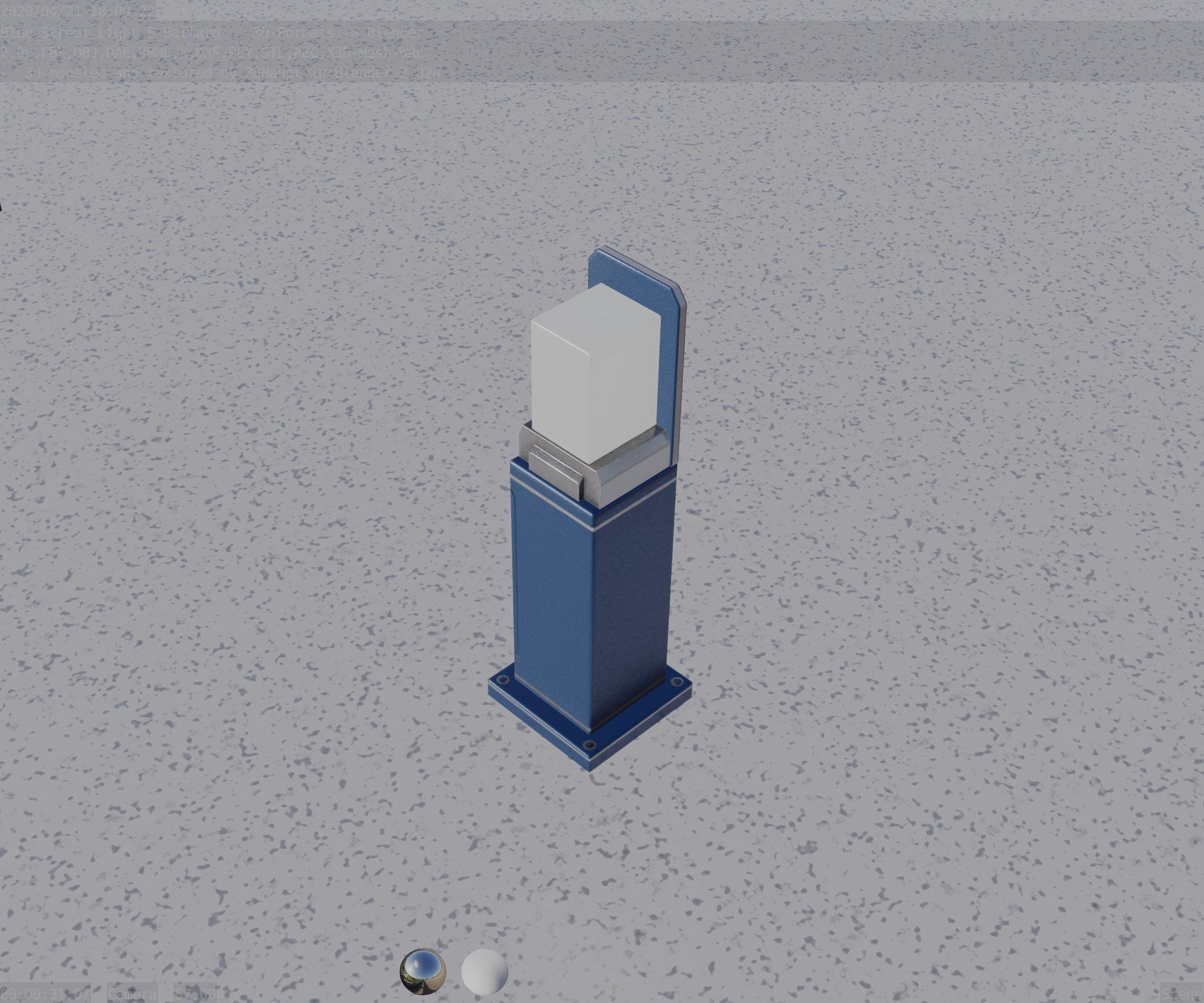 Street Light 8 Bollard 500 mm Futuristic Blue Version 2 Low-poly 3D model_51