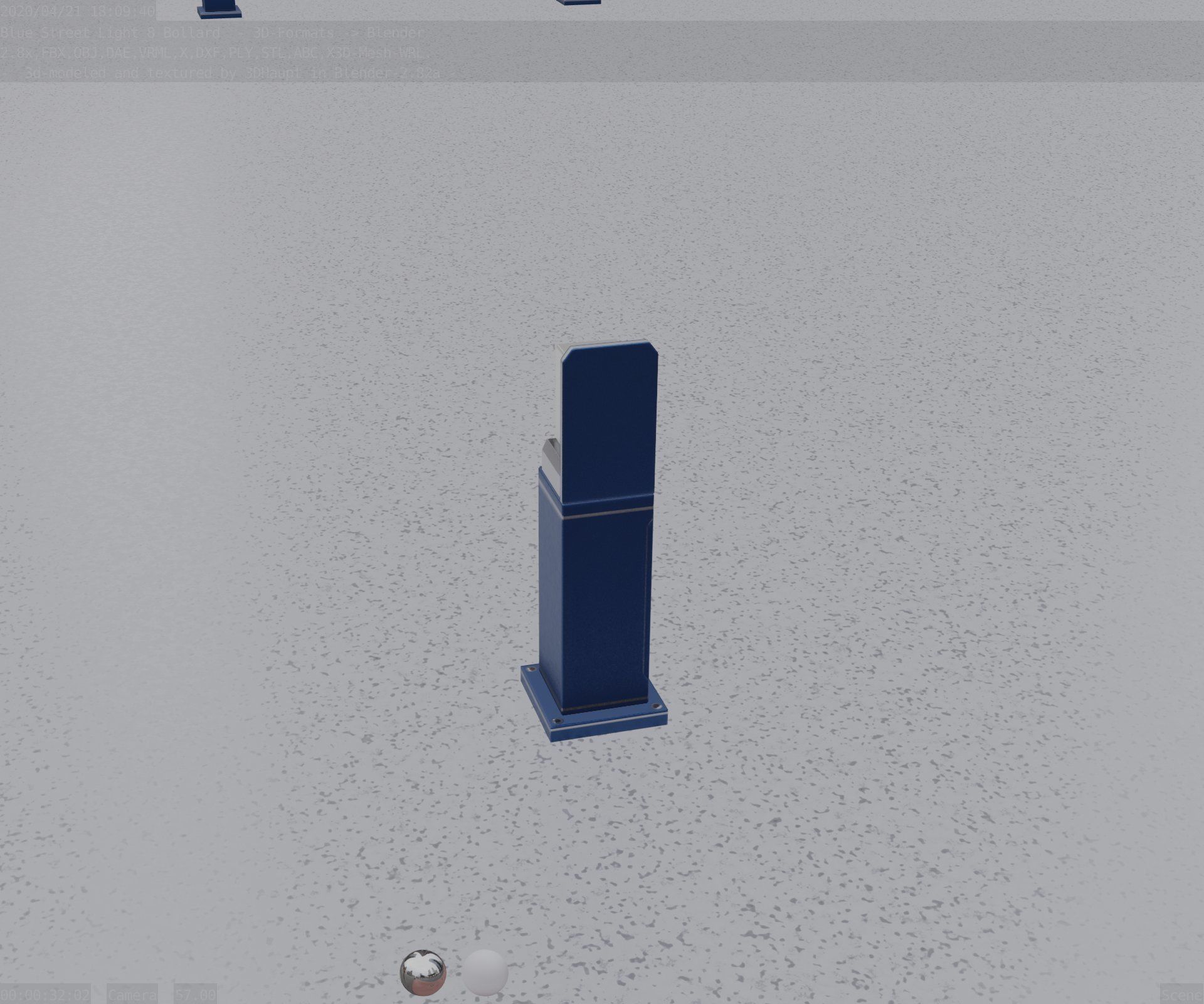 Street Light 8 Bollard 500 mm Futuristic Blue Version 2 Low-poly 3D model_70