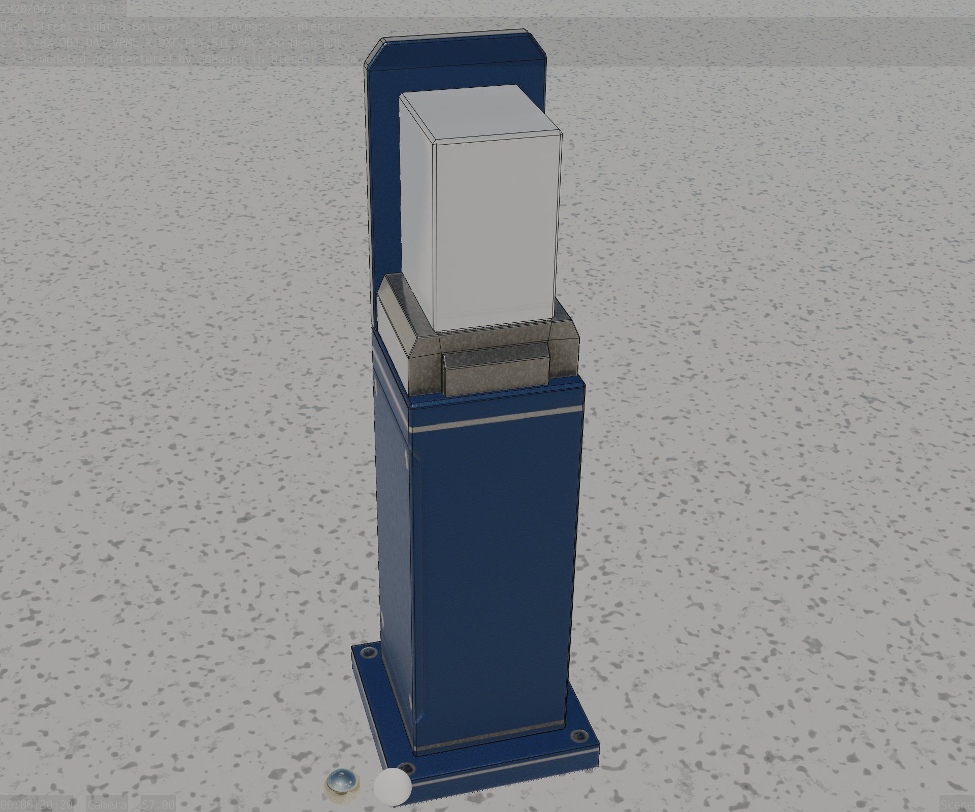 Street Light 8 Bollard 500 mm Futuristic Blue Version 2 Low-poly 3D model_40