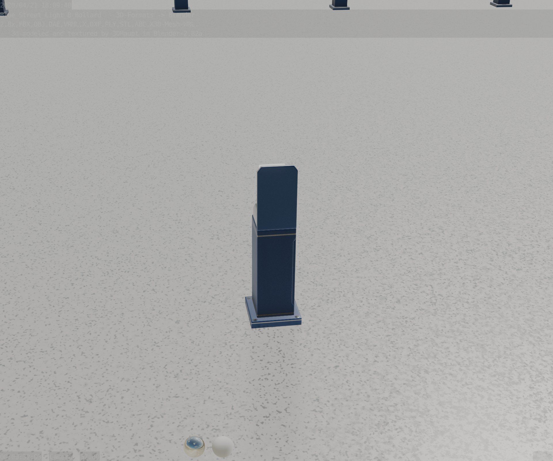 Street Light 8 Bollard 500 mm Futuristic Blue Version 2 Low-poly 3D model_71