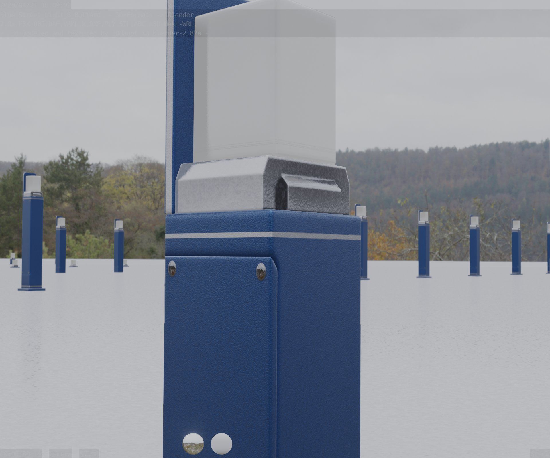 Street Light 8 Bollard 500 mm Futuristic Blue Version 2 Low-poly 3D model_34