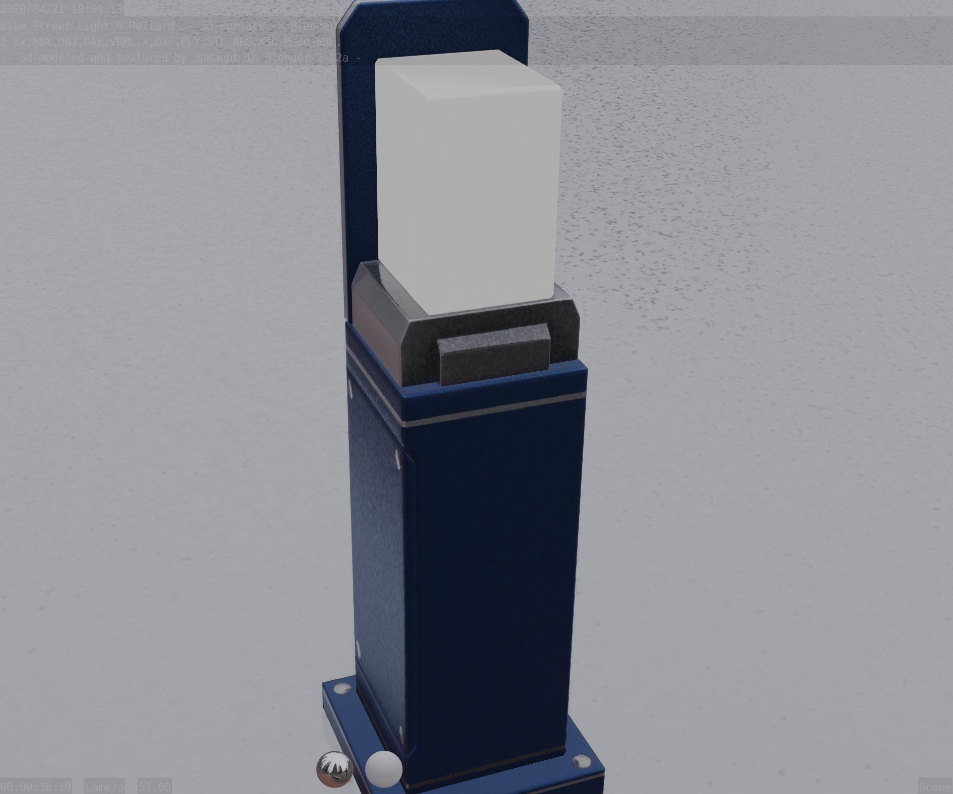 Street Light 8 Bollard 500 mm Futuristic Blue Version 2 Low-poly 3D model_39