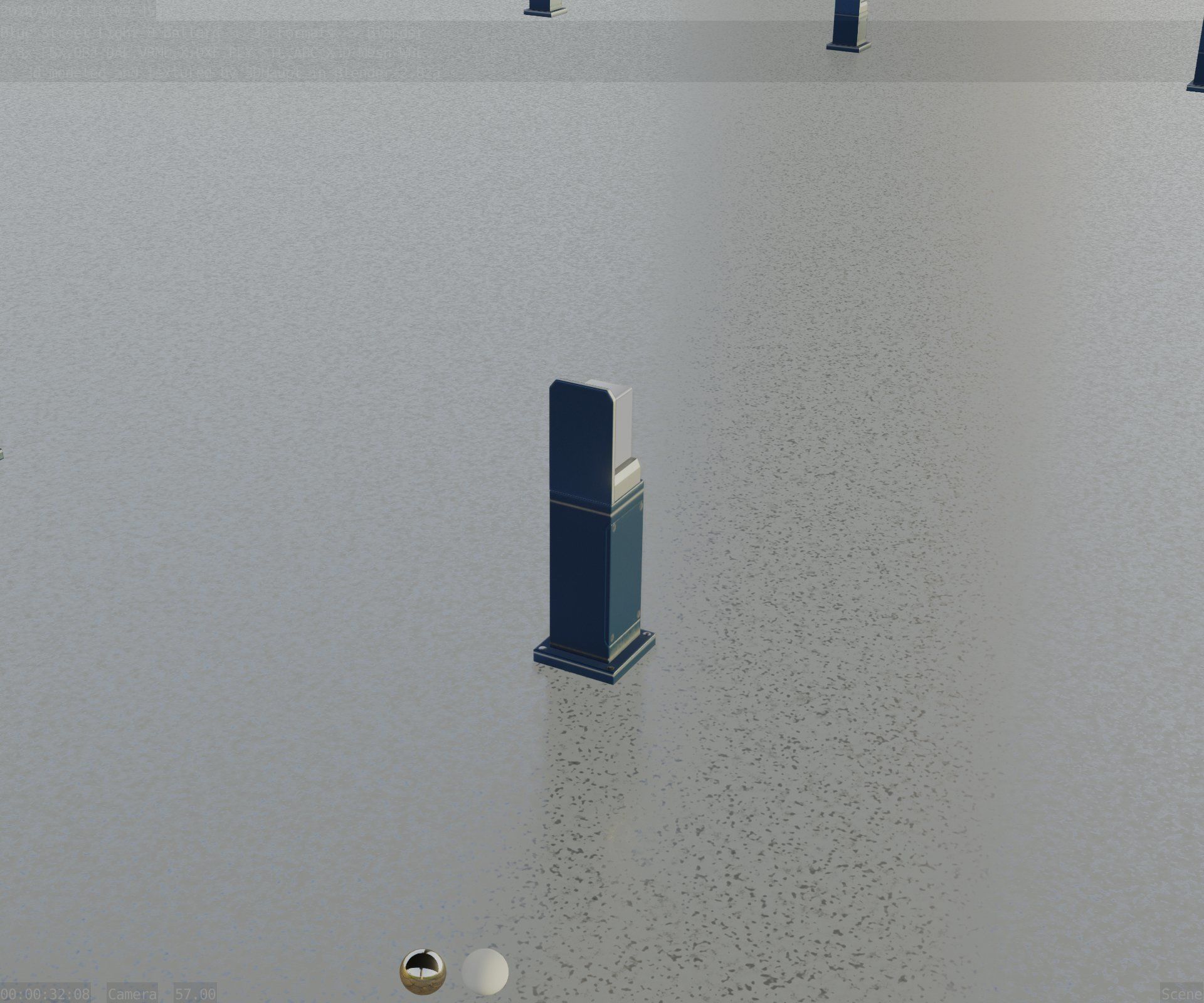 Street Light 8 Bollard 500 mm Futuristic Blue Version 2 Low-poly 3D model_76