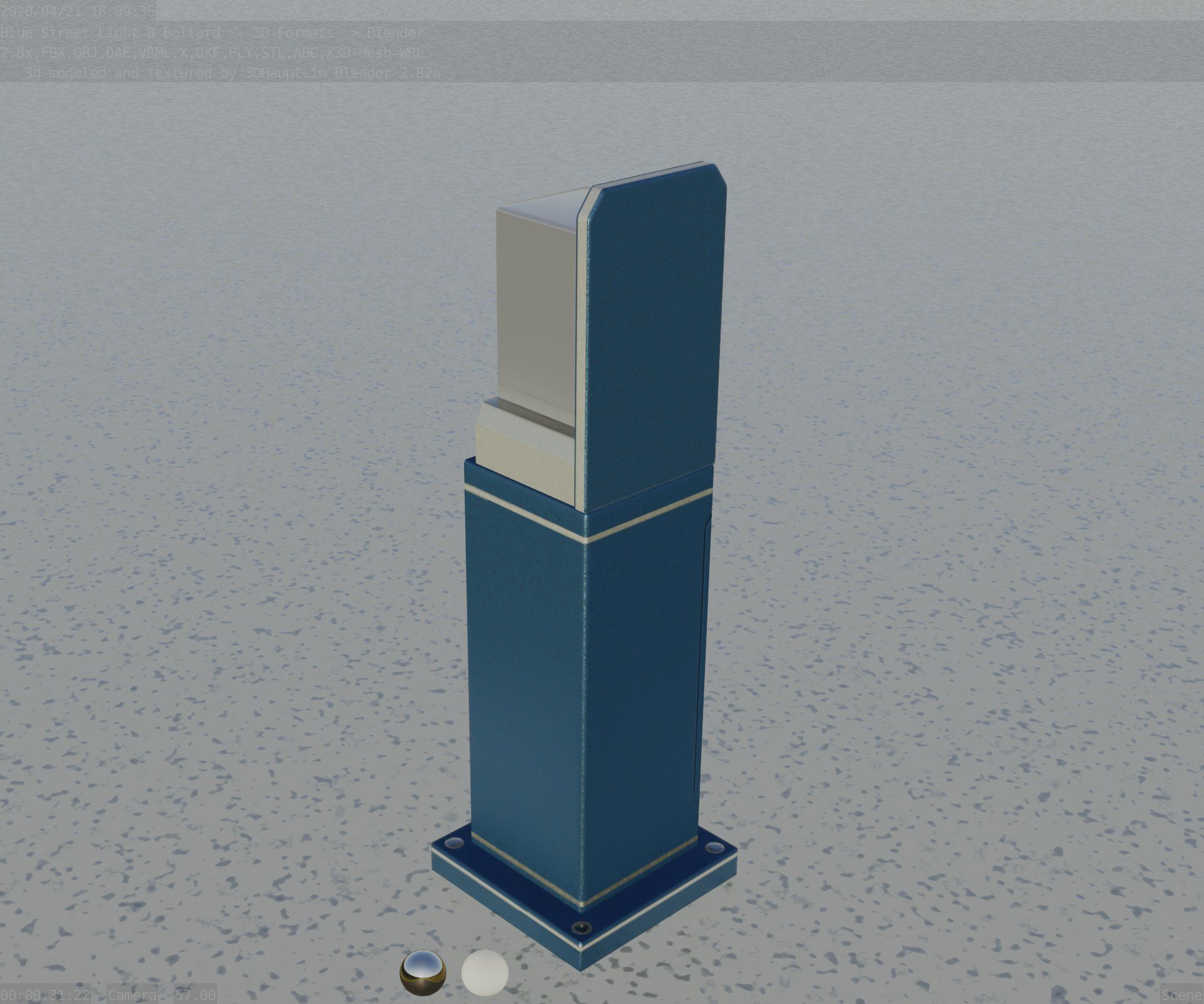 Street Light 8 Bollard 500 mm Futuristic Blue Version 2 Low-poly 3D model_66
