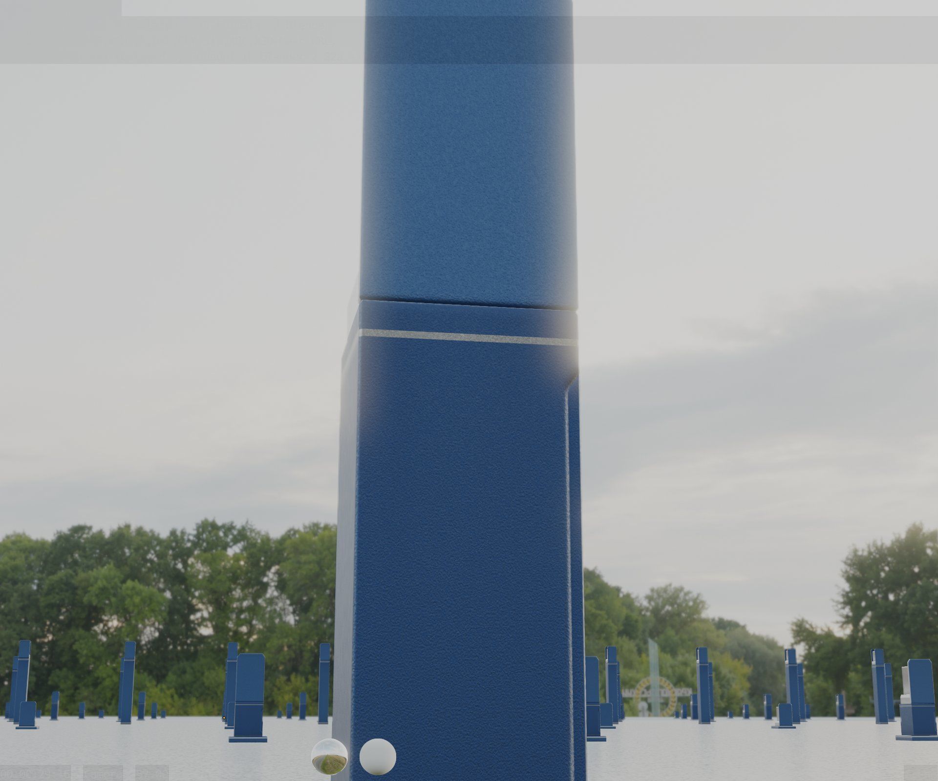 Street Light 8 Bollard 500 mm Futuristic Blue Version 2 Low-poly 3D model_12