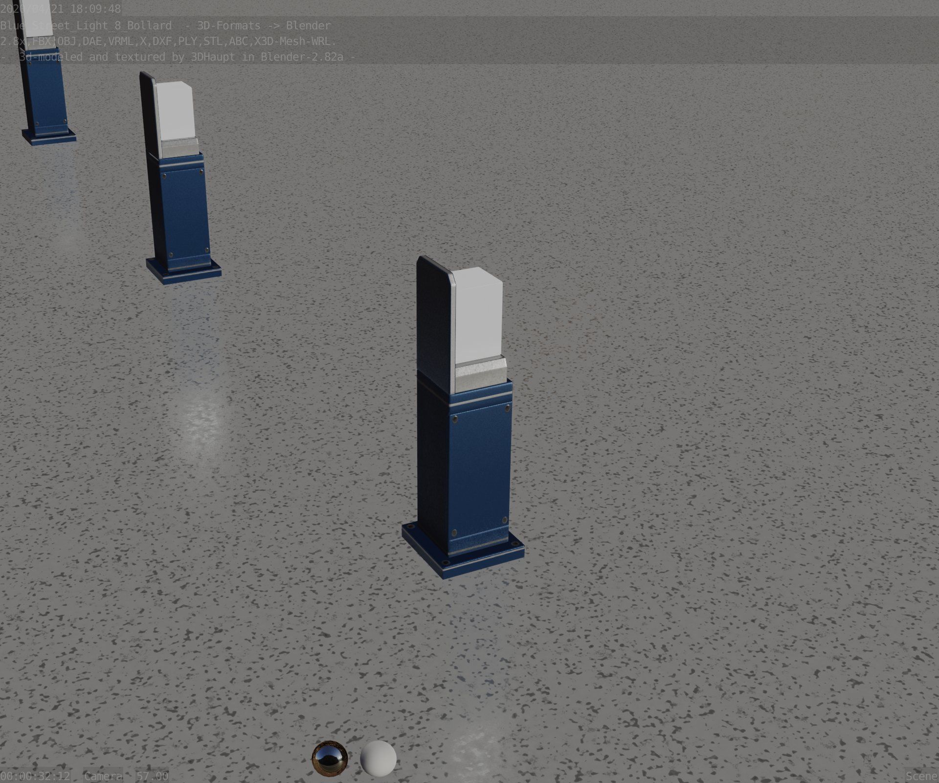 Street Light 8 Bollard 500 mm Futuristic Blue Version 2 Low-poly 3D model_80