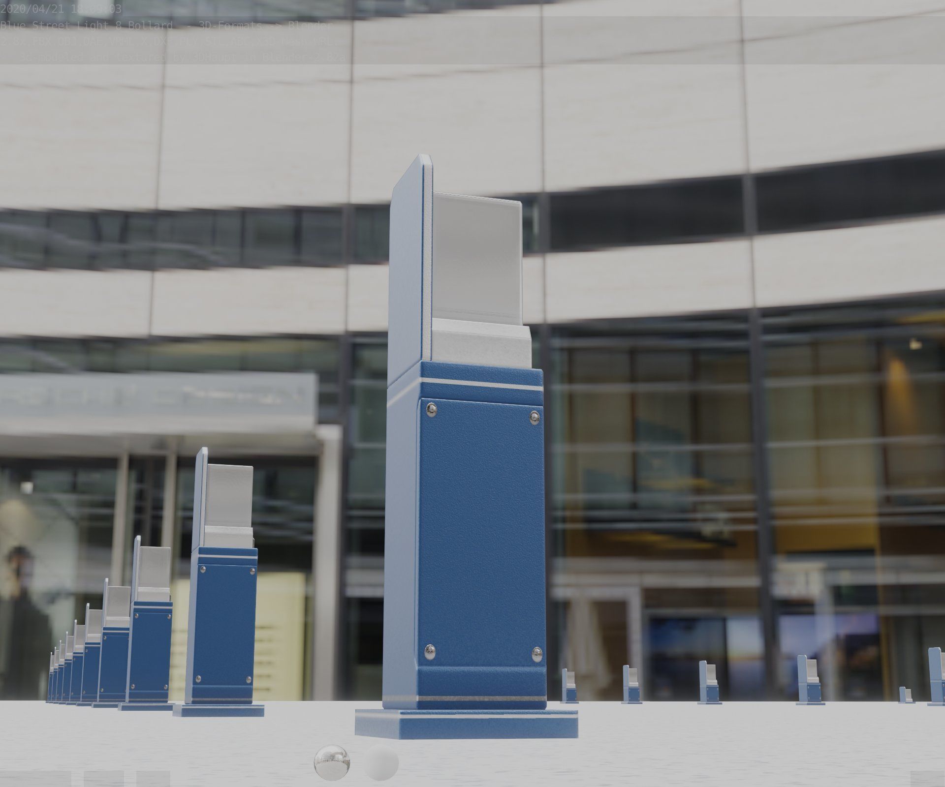 Street Light 8 Bollard 500 mm Futuristic Blue Version 2 Low-poly 3D model_24