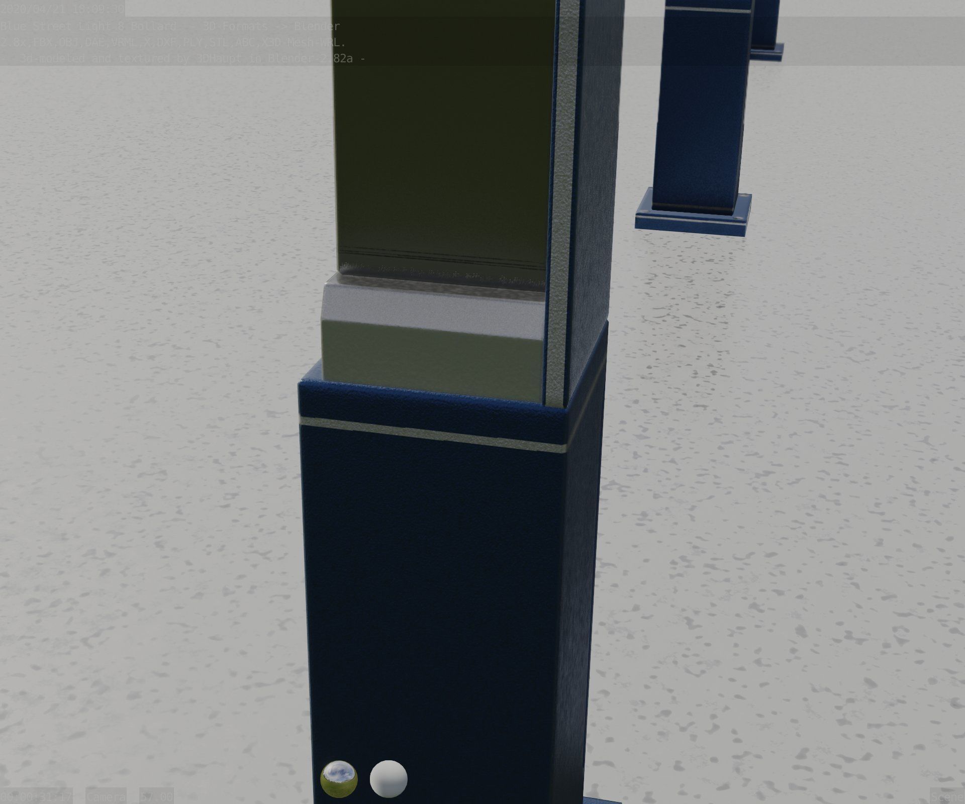 Street Light 8 Bollard 500 mm Futuristic Blue Version 2 Low-poly 3D model_61