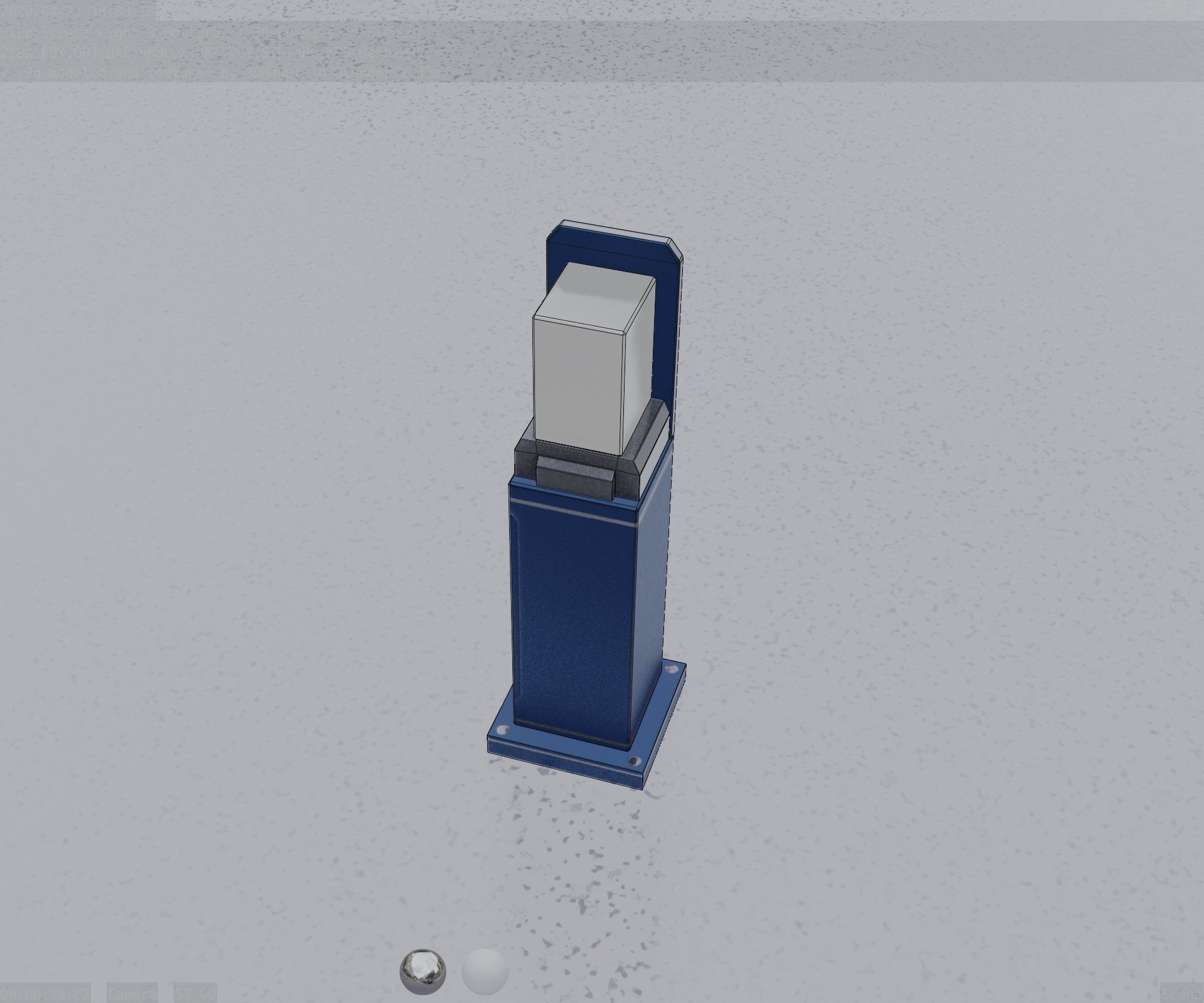 Street Light 8 Bollard 500 mm Futuristic Blue Version 2 Low-poly 3D model_46