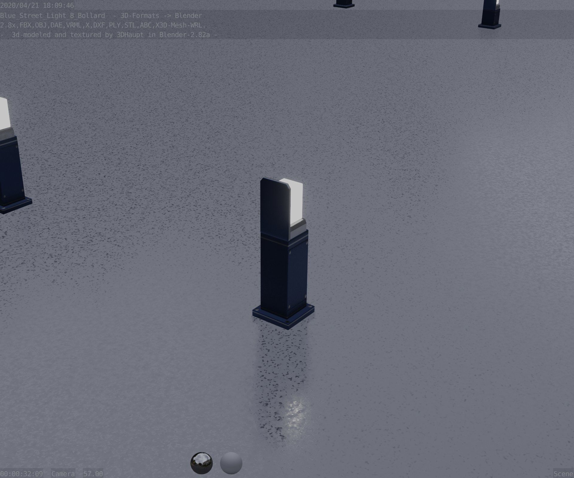 Street Light 8 Bollard 500 mm Futuristic Blue Version 2 Low-poly 3D model_77
