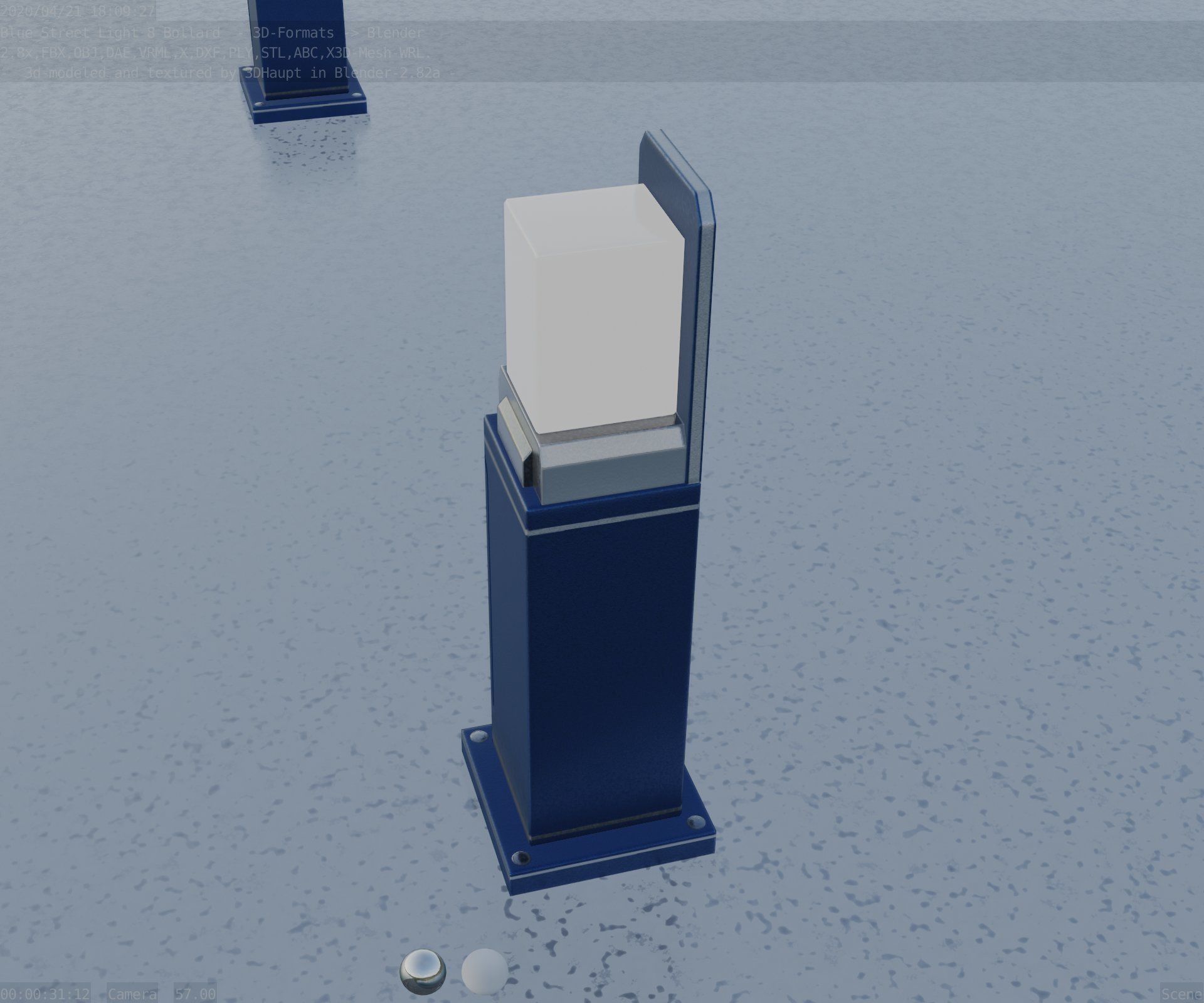 Street Light 8 Bollard 500 mm Futuristic Blue Version 2 Low-poly 3D model_56