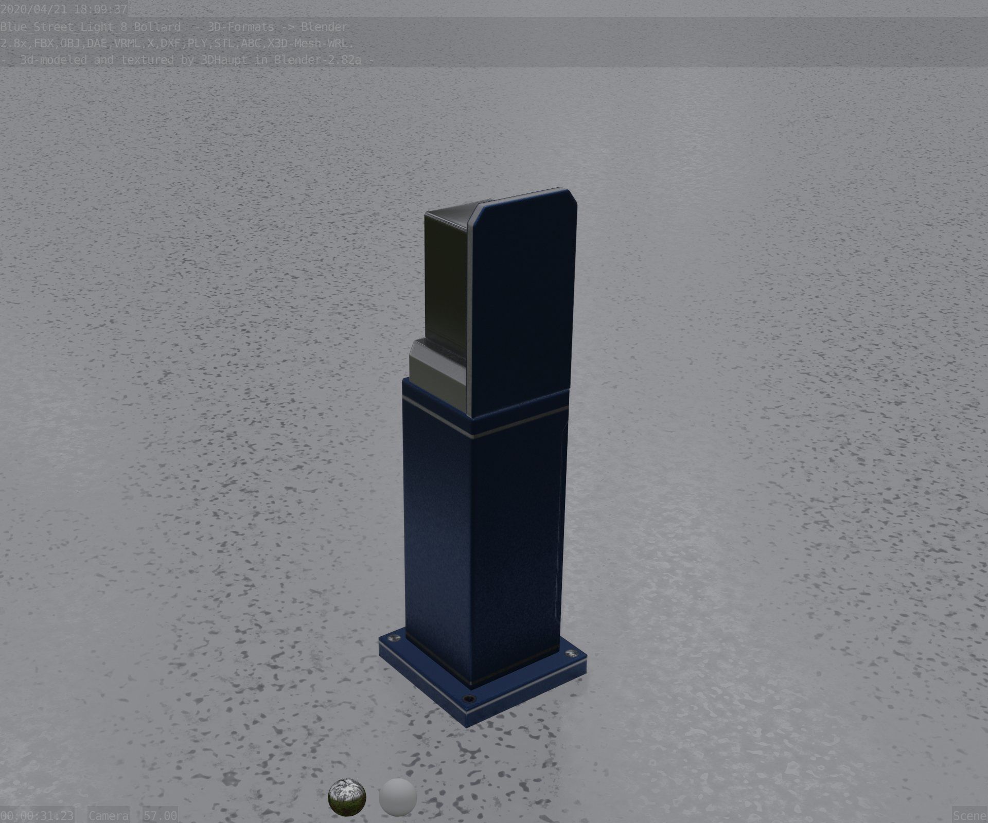 Street Light 8 Bollard 500 mm Futuristic Blue Version 2 Low-poly 3D model_67