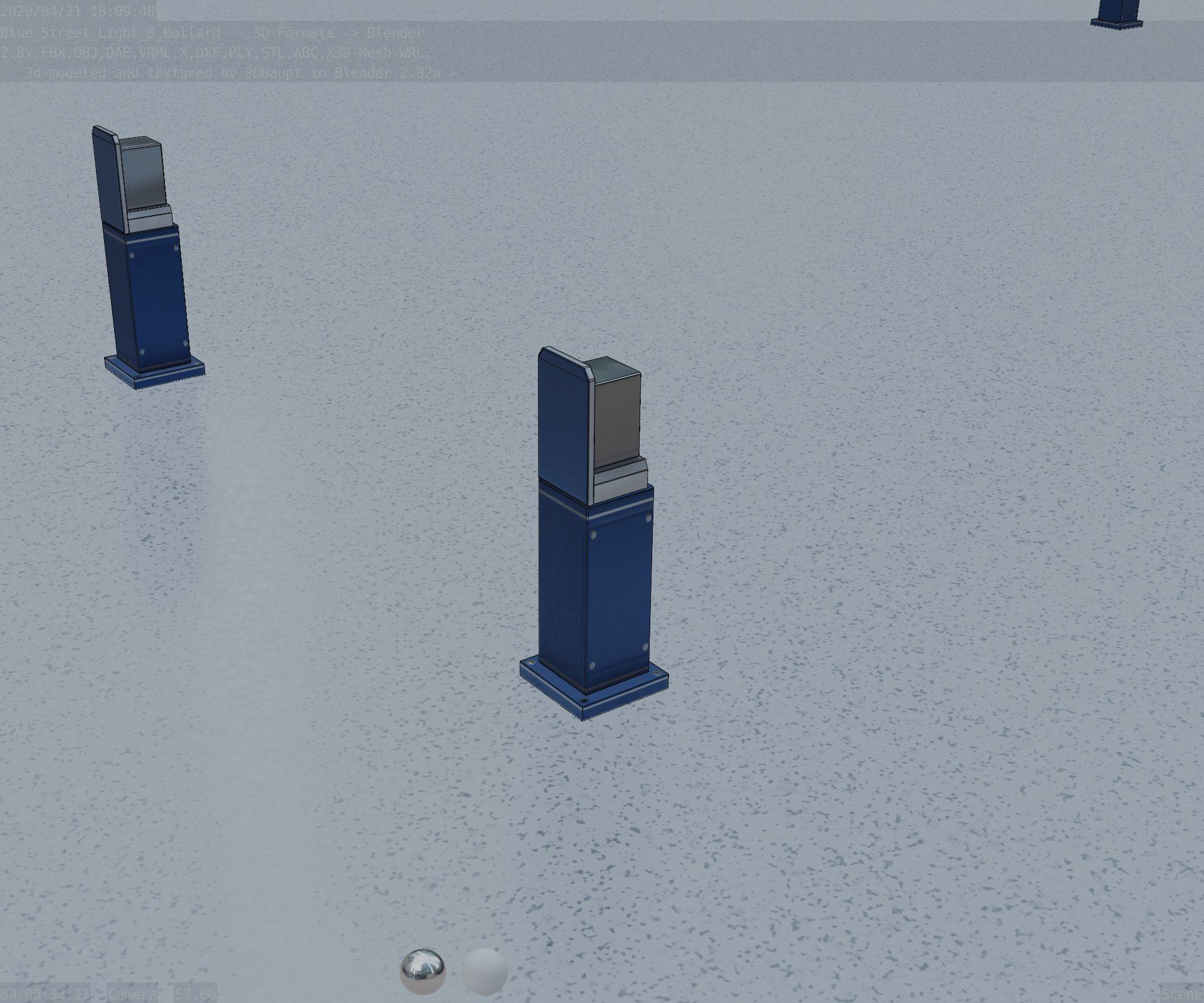 Street Light 8 Bollard 500 mm Futuristic Blue Version 2 Low-poly 3D model_79