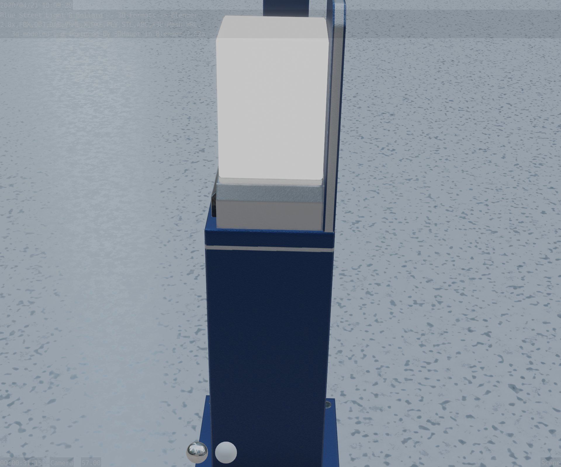 Street Light 8 Bollard 500 mm Futuristic Blue Version 2 Low-poly 3D model_59